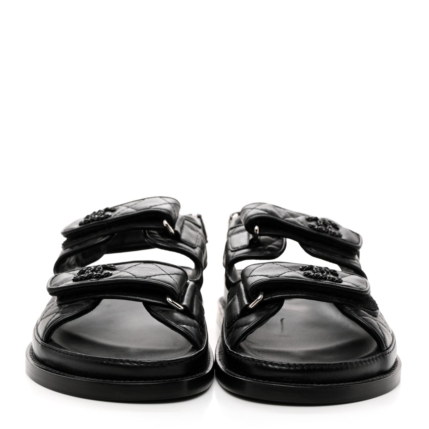 Chanel Lambskin Velcro Dad Sandals 37 So Black 2 of 9