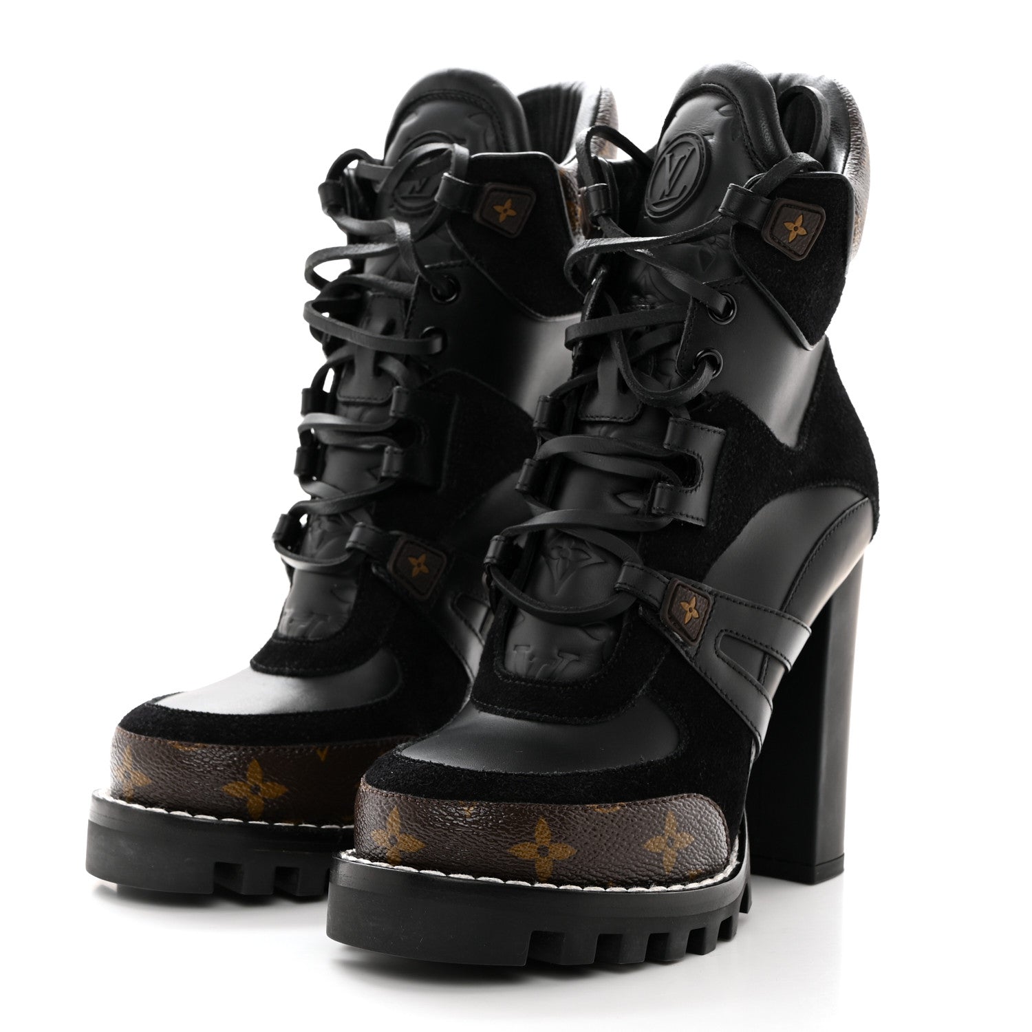 Louis Vuitton Suede Calfskin Monogram Star Trail Ankle Boots 36 Black 3 of 7