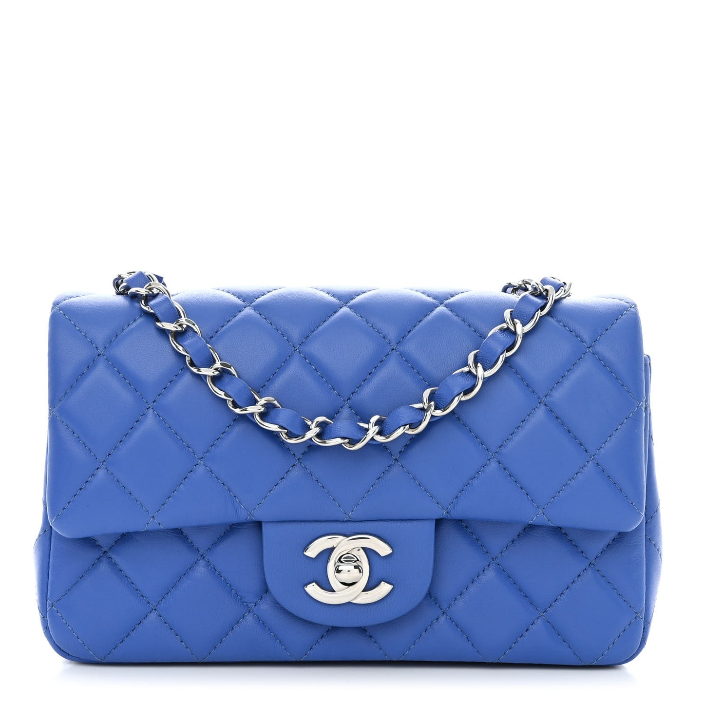 Lambskin Quilted Mini Rectangular Flap Royal Blue