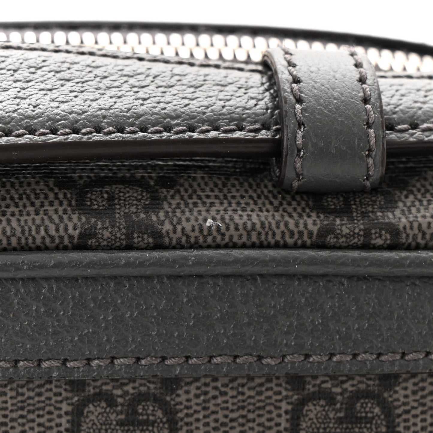 GG Supreme Monogram Textured Dollar Calfskin Small Ophidia Top Handle Shoulder Grey Black Graphite Grey