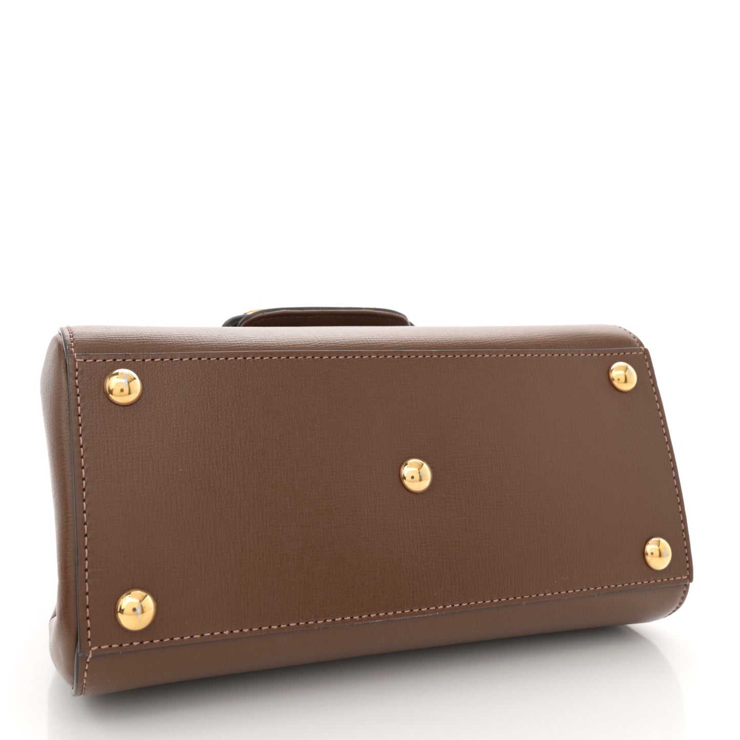 Glazed Textured Calfskin Mini Horsebit 1955 Top Handle Flap Bag Brown Sugar