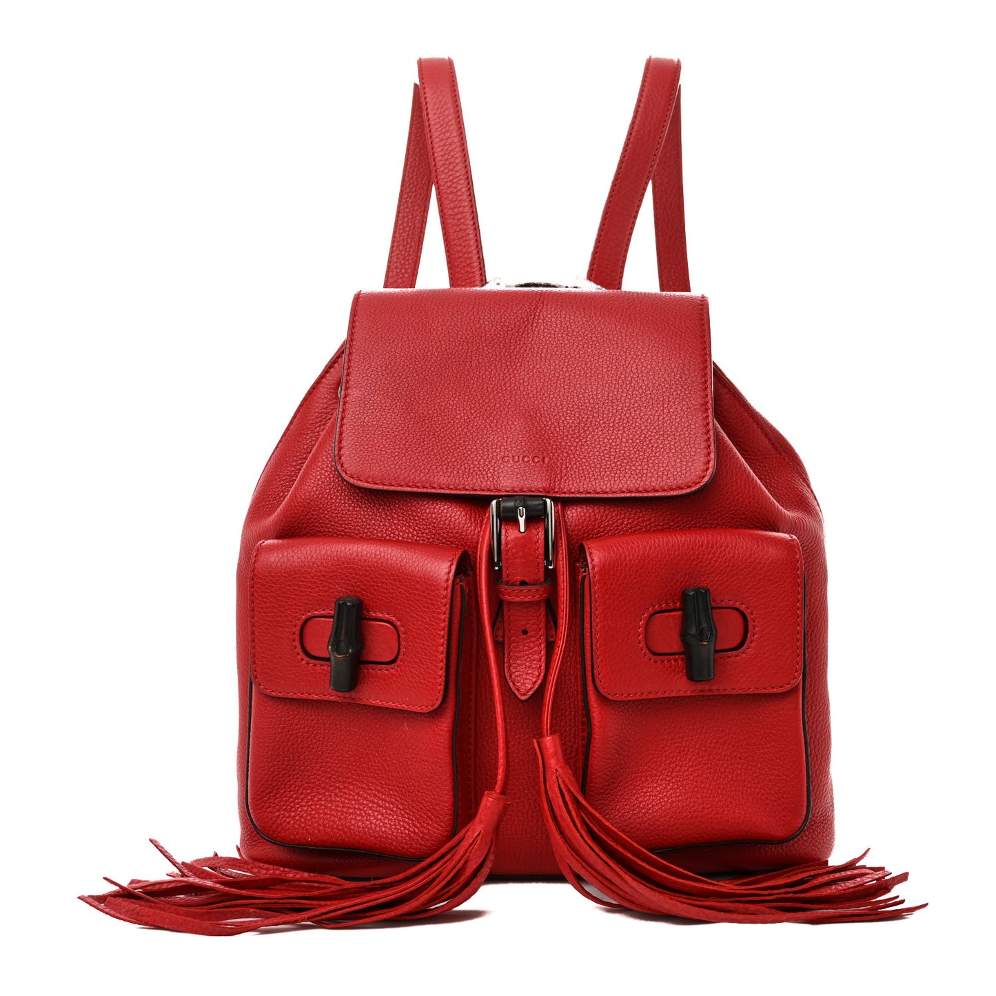 Cellarius Calfskin Medium Bamboo Backpack Hibiscus Red