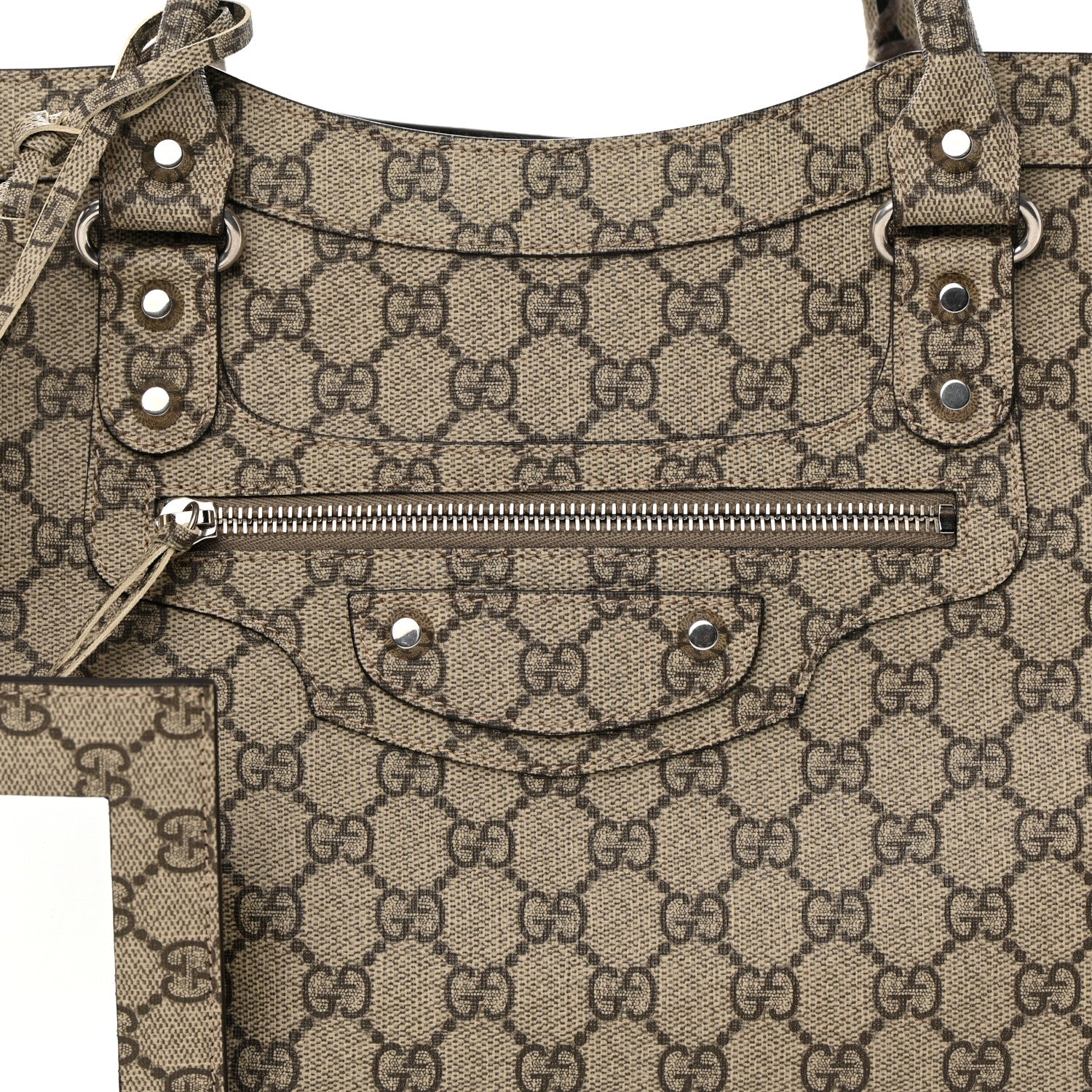 Balenciaga X GUCCI GG Supreme Monogram Neo Classic Silver Hardware City Beige Ebony 8 of 13