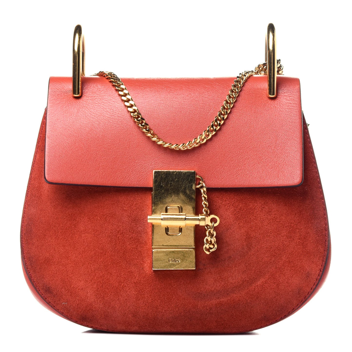 Lambskin Suede Calfskin Mini Drew Shoulder Bag Poppy