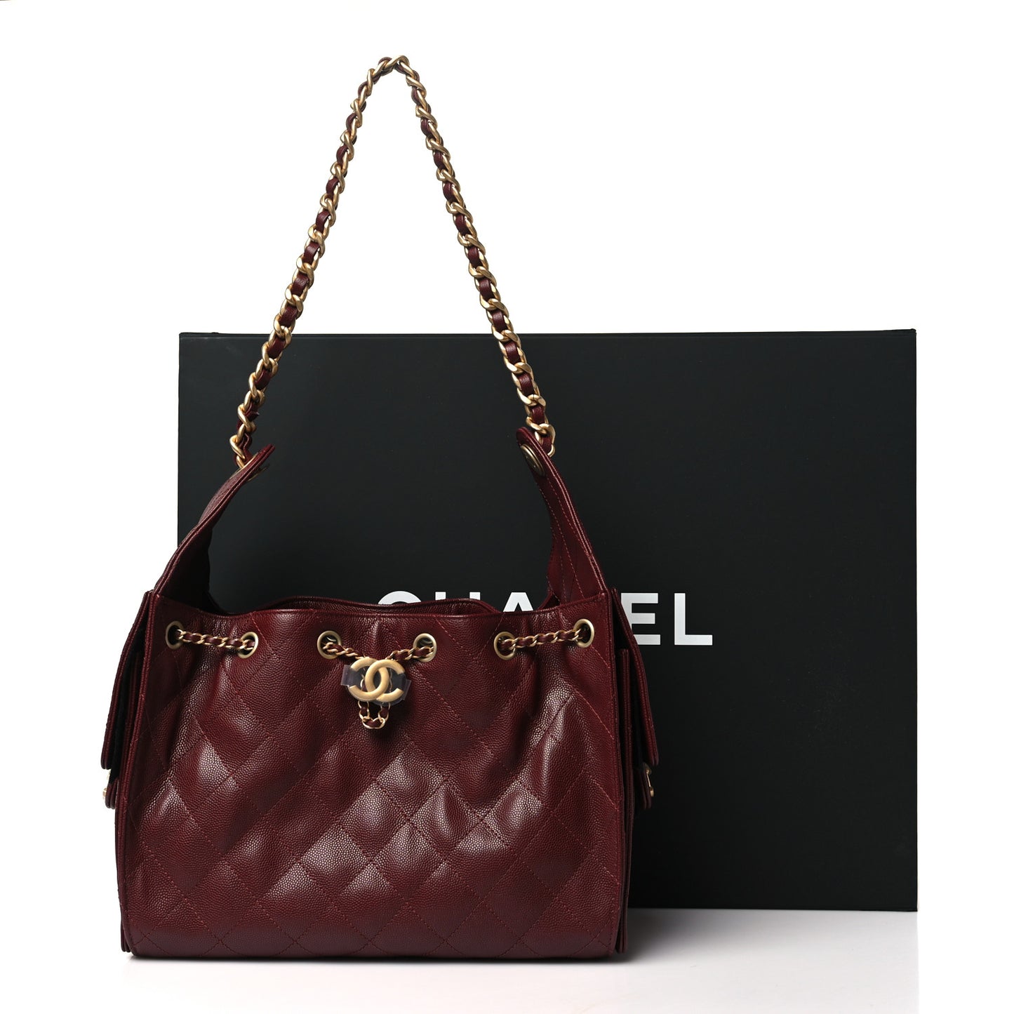 Caviar Quilted Small Chanel 25 Handbag Burgundy