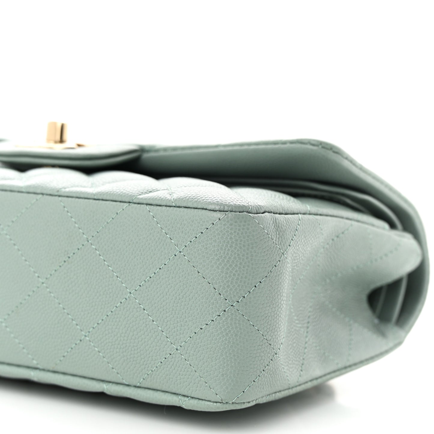 Caviar Quilted Small Double Flap Light Blue