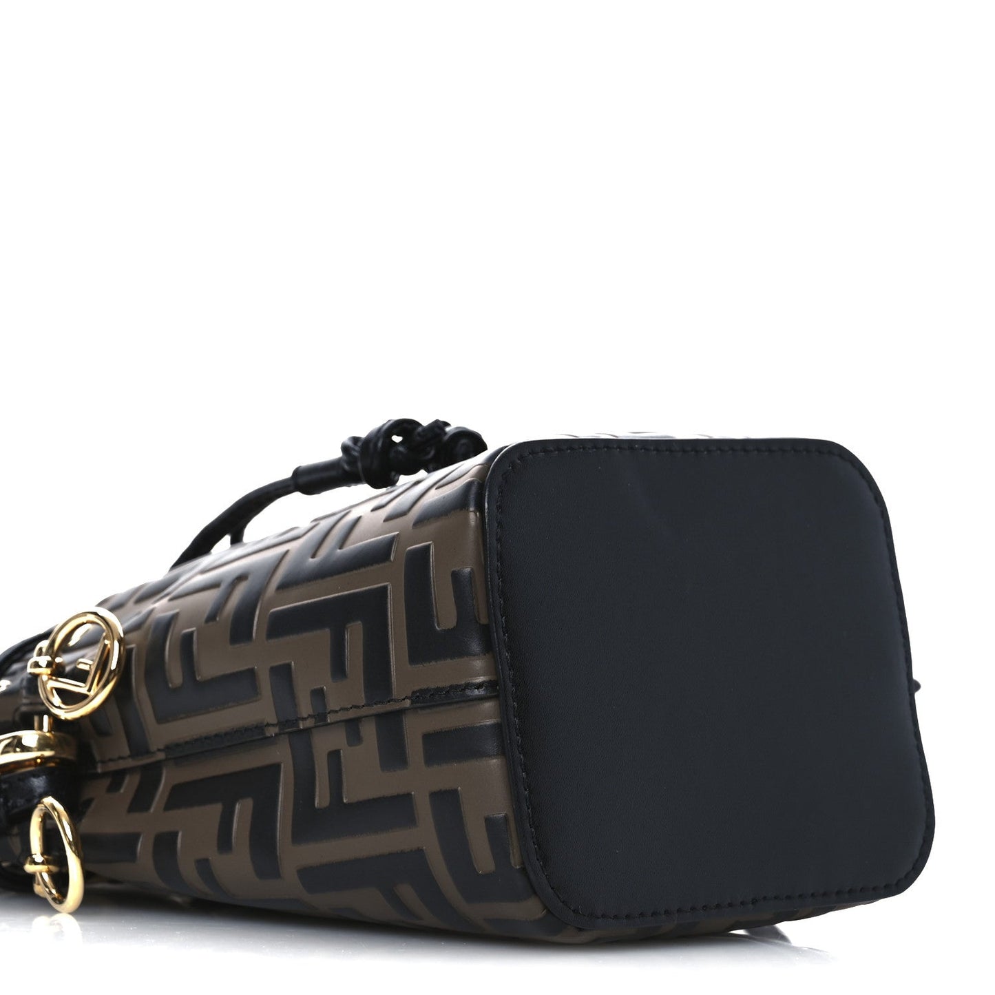 Vitello Liberty F is Fendi Bi-Color FF 1974 Embossed Mini Mon Tresor Bucket Bag Maya Black