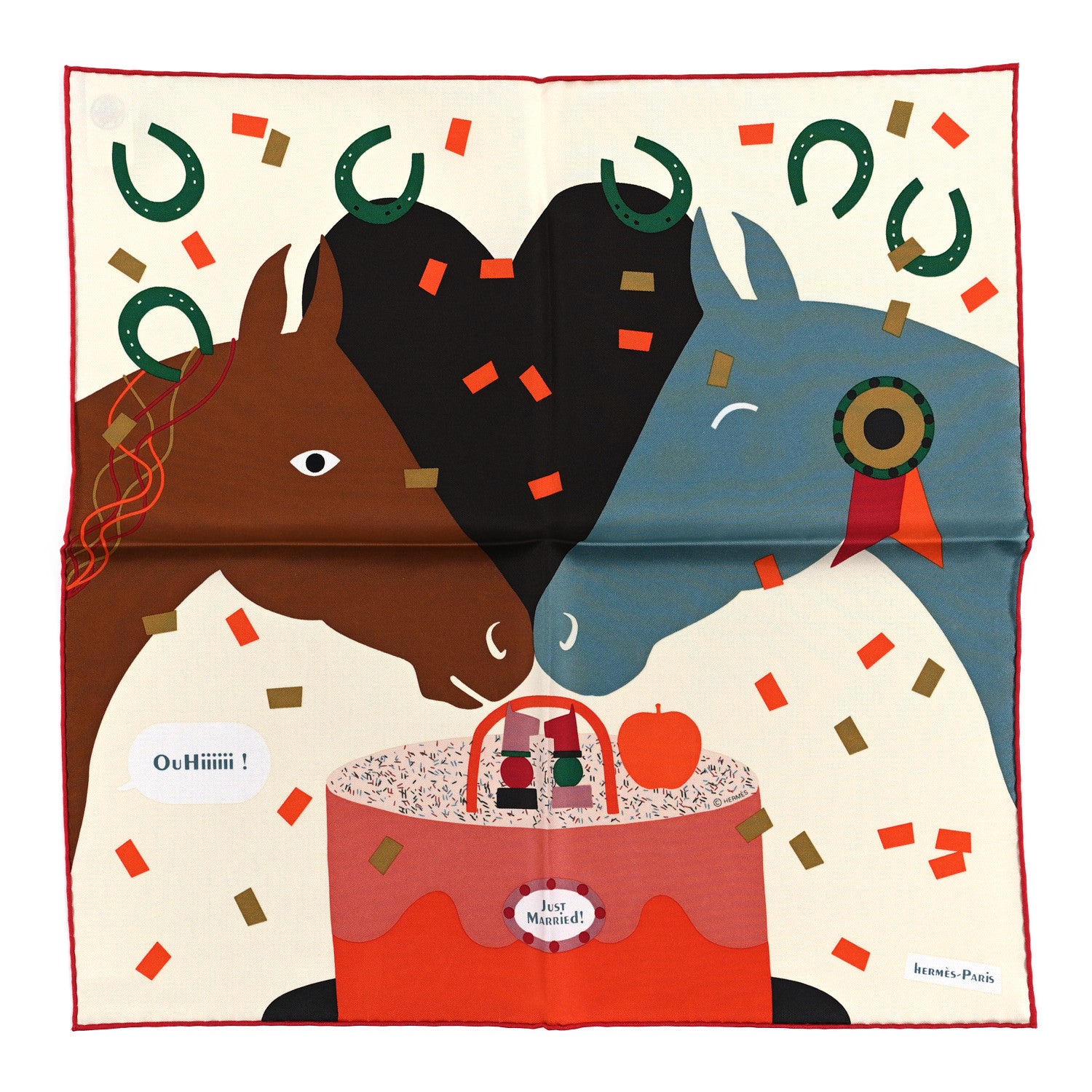 Hermes Silk Gavroche Just Married Scarf 45 Creme 1442412