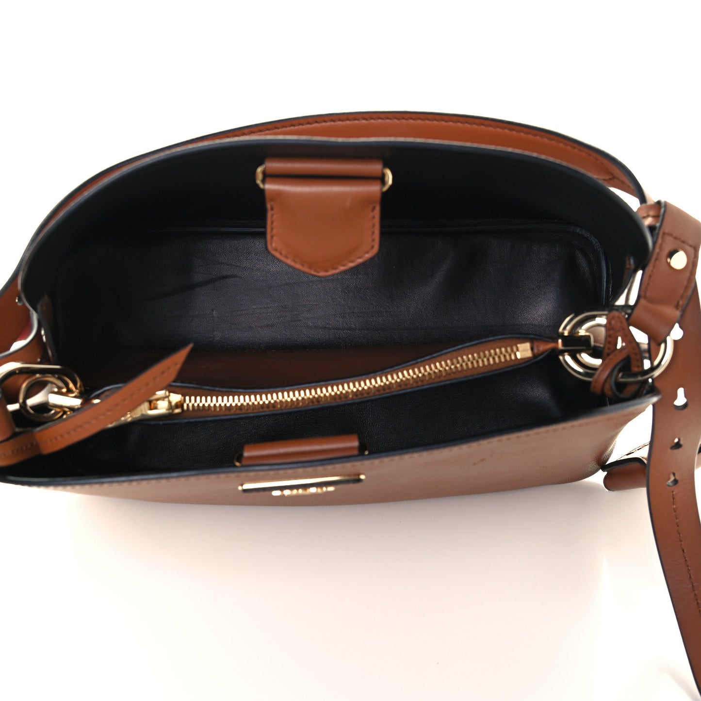 Saffiano Cuir Calfskin Matinee Tote Cognac Black