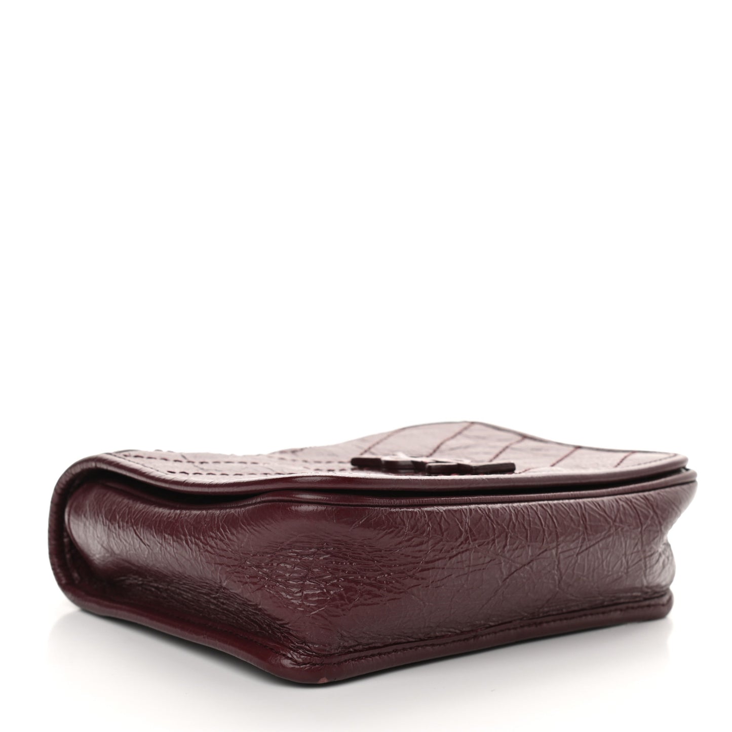 Crinkled Calfskin Matelasse Monogram Niki Chain Wallet Dark Legion Red