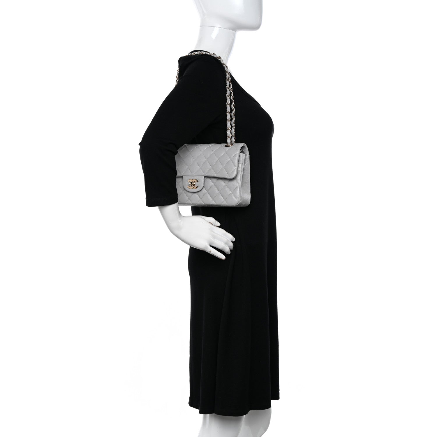 Chanel Caviar Quilted Small Double Flap Grey 2 of 10