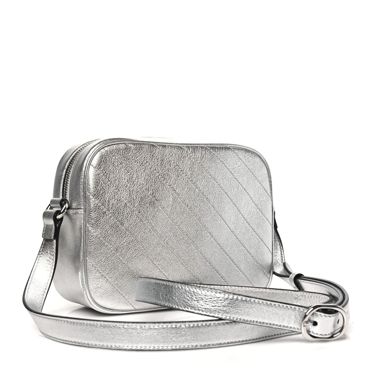 Metallic Sakai Be Green Calfskin Diagonal Stitched Small Blondie Shoulder Bag Silver