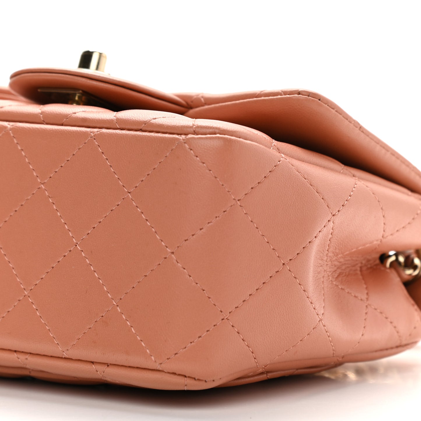 Lambskin Quilted Mini Square Flap Brown