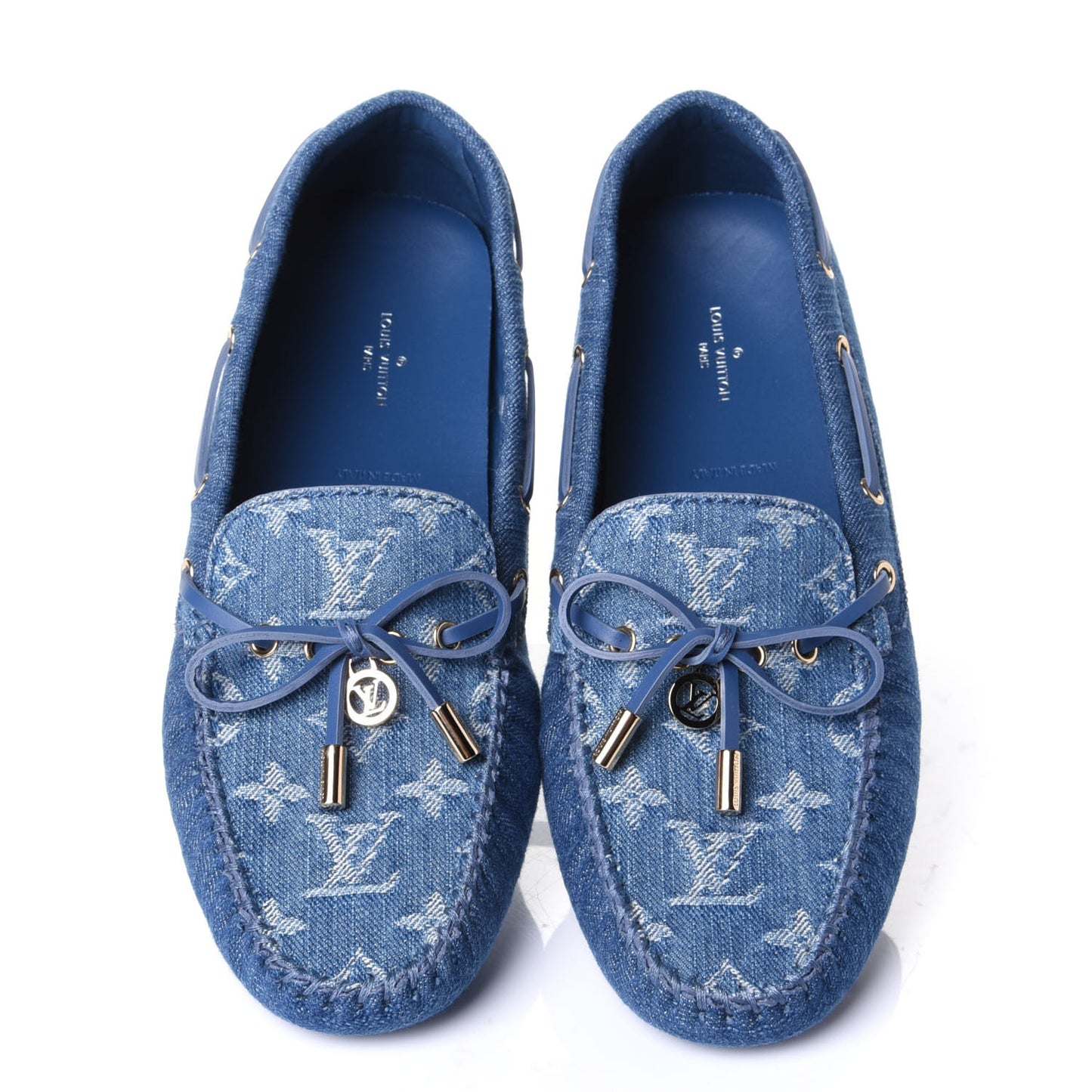 Monogram Denim Gloria Loafers 39.5 Blue