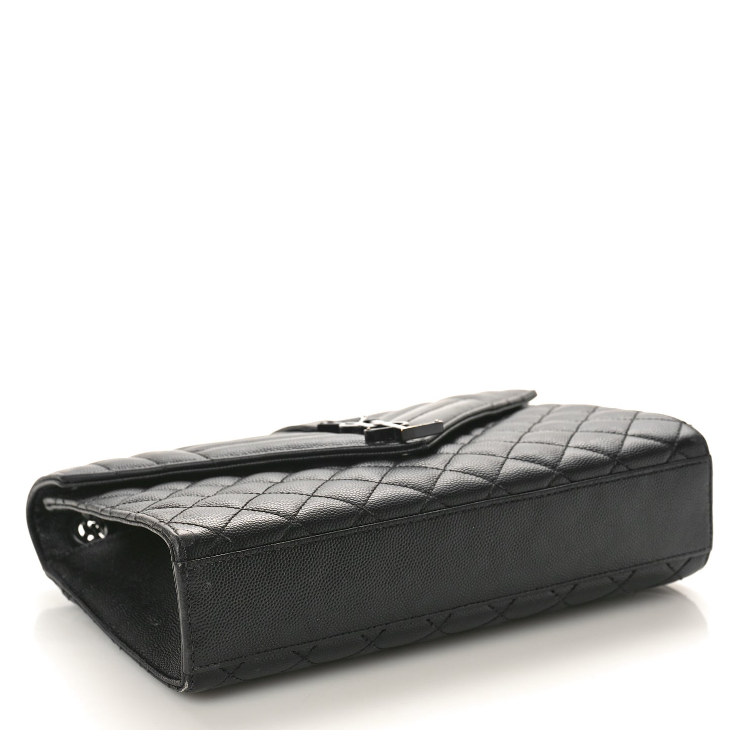 Grain De Poudre Textured Mixed Matelasse Large Triquilt Monogram Monochrome Satchel Black