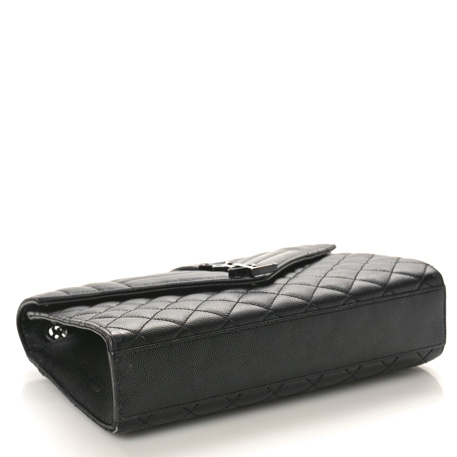 Saint Laurent Grain De Poudre Textured Mixed Matelasse Large Triquilt Monogram Monochrome Satchel Black 4 of 15