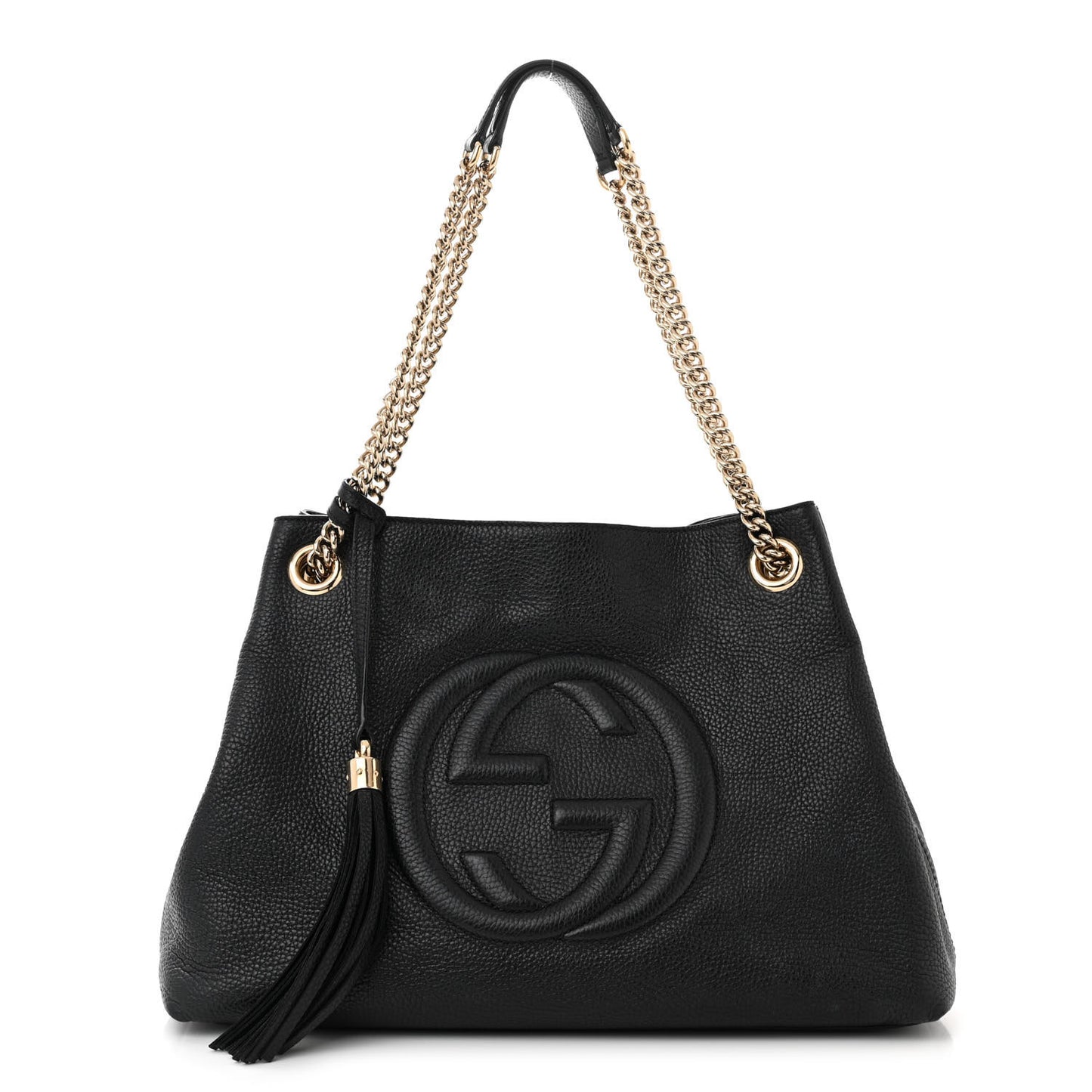 Pebbled Calfskin Medium Soho Chain Shoulder Bag Black