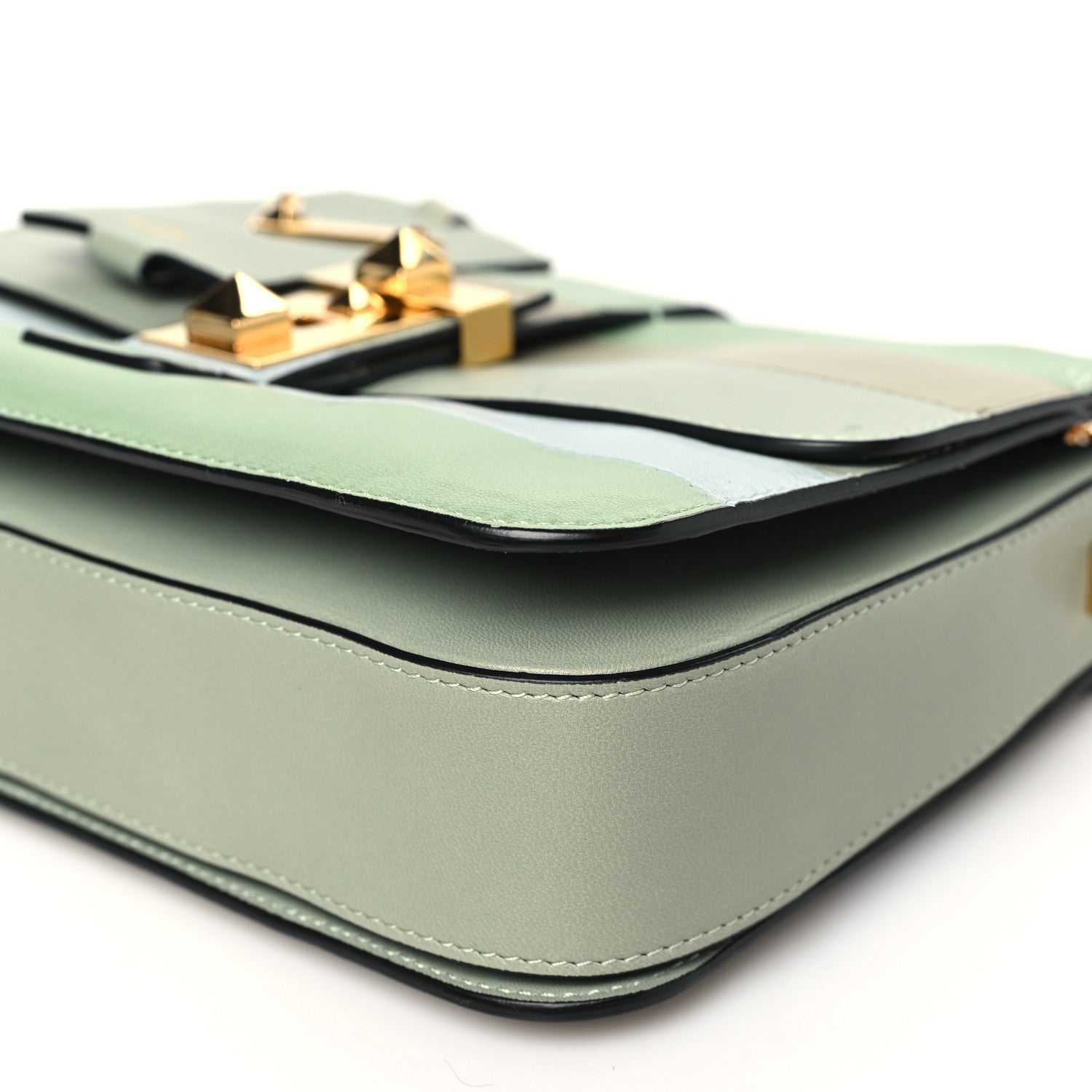 Valentino Garavani Nappa Striped B-Rockstud Flap Green 9 of 10