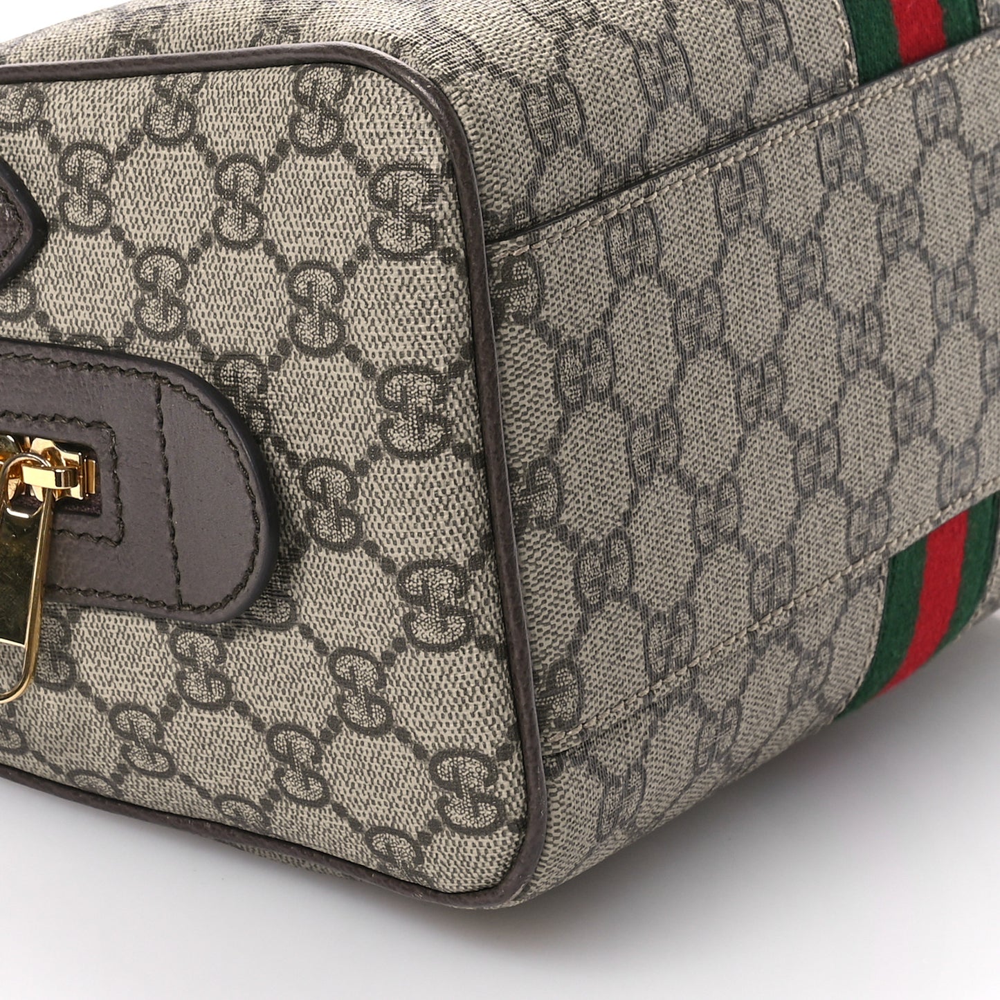 GG Supreme Monogram Web Small Ophidia Top Handle Bag Beige Ebony
