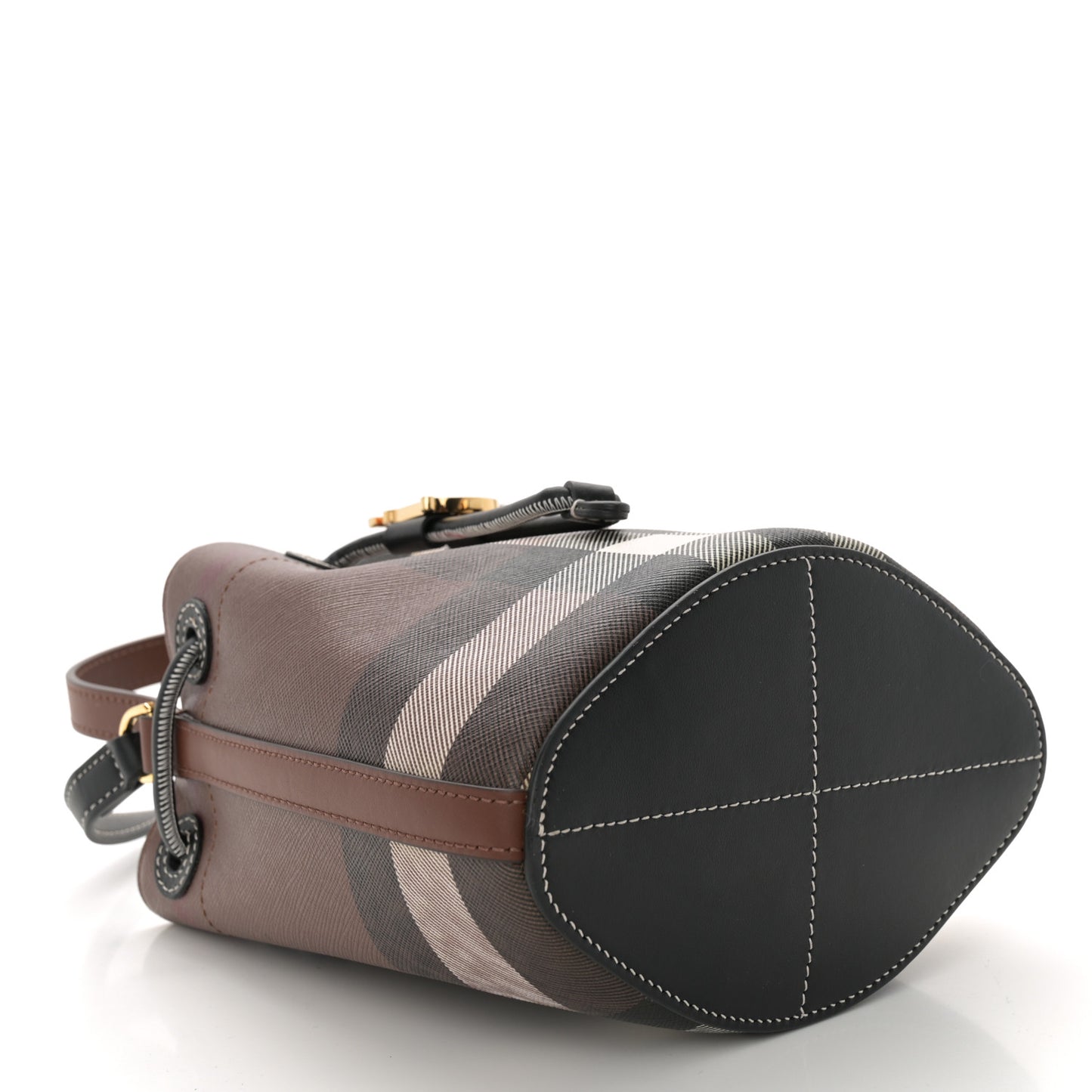 Giant Check Calfskin TB Bucket Bag Dark Birch