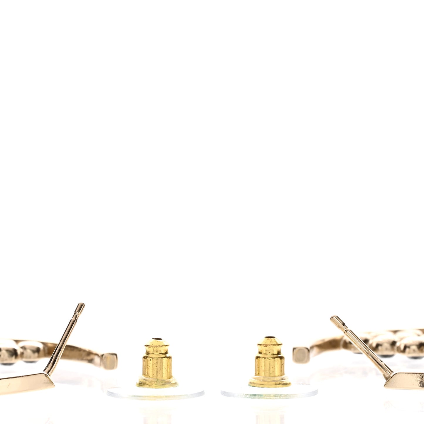 Metal Crystal CC Hoop Earrings Gold Black