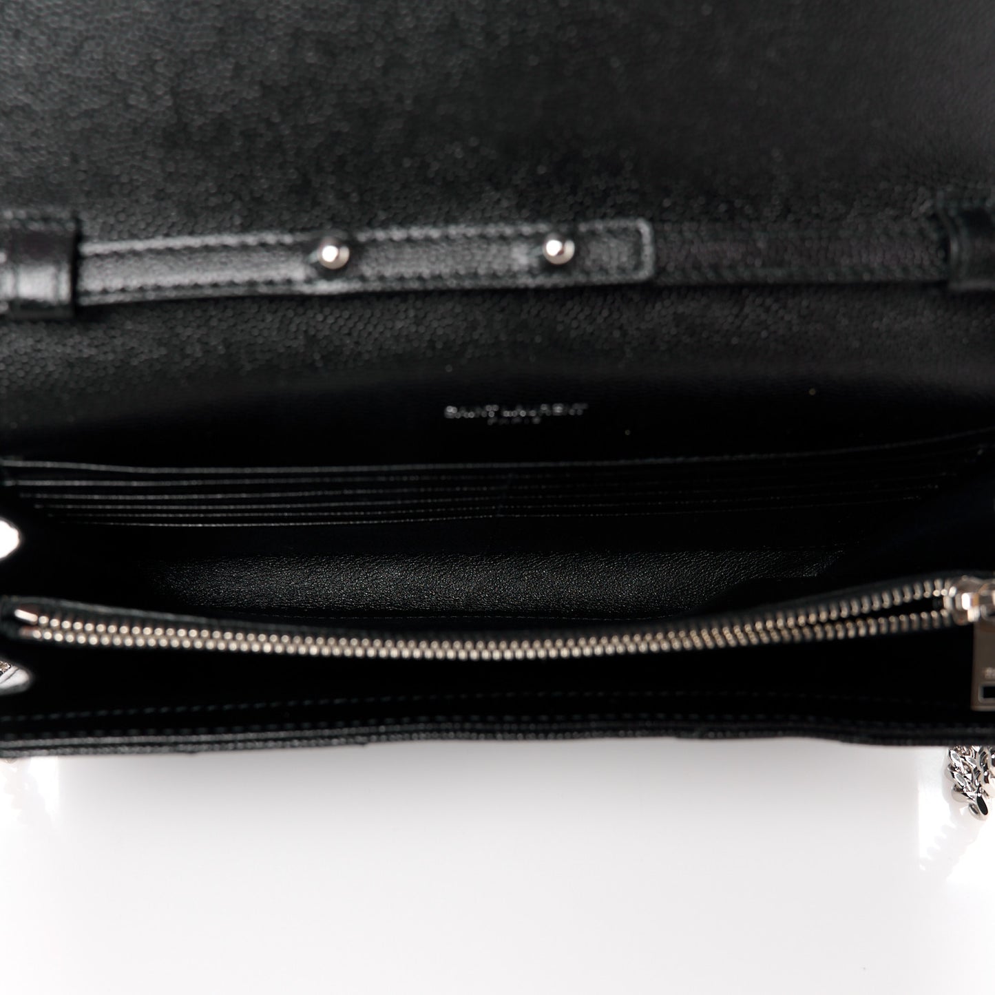 Grain De Poudre Matelasse Chevron Monogram Chain Wallet Black