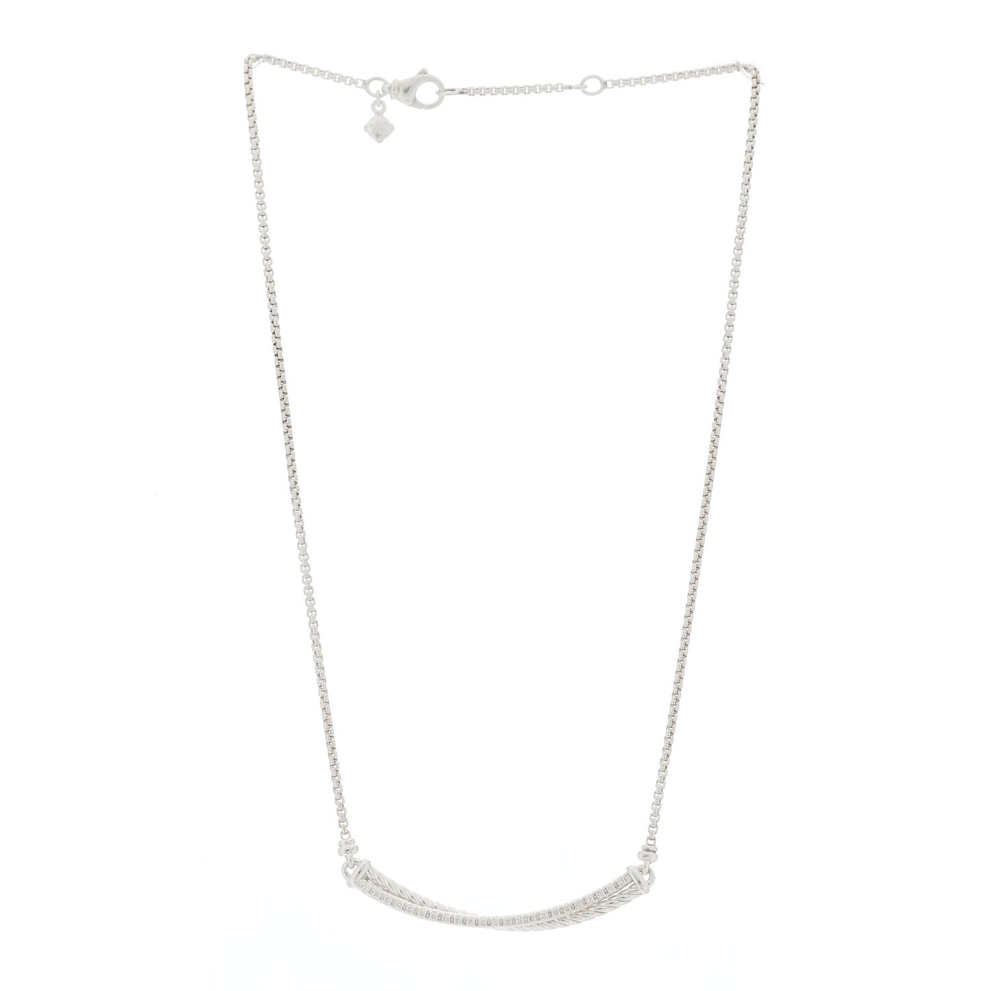 Sterling Silver Diamond Crossover Bar Necklace