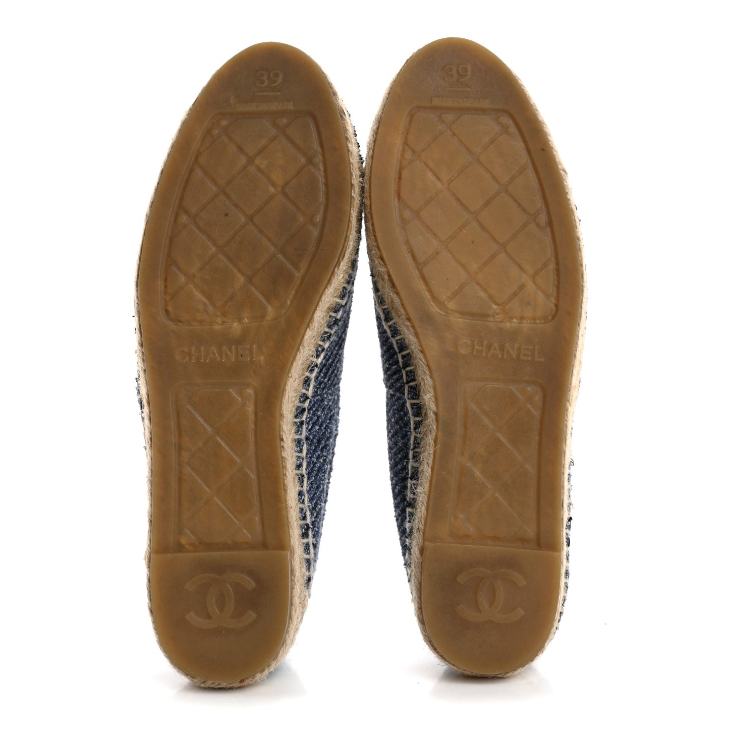 Cotton Tweed CC Espadrilles 39 Blue Ecru Black