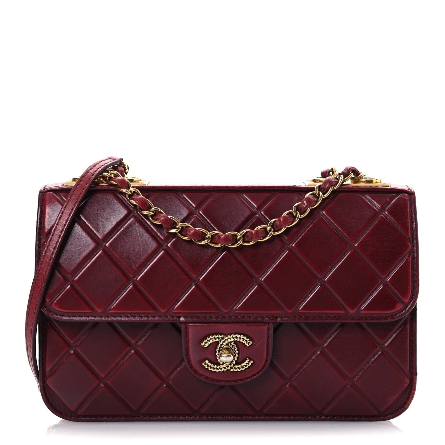 Calfskin Embossed Medium Flap Red