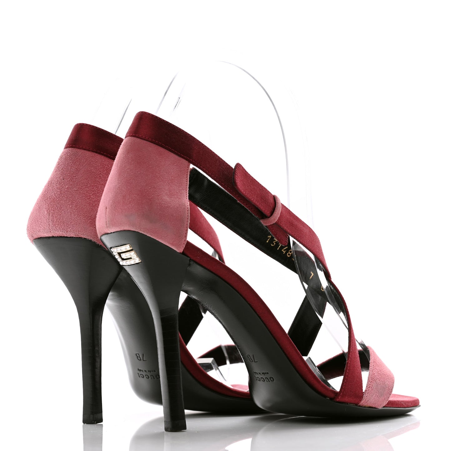 Suede Satin Tess Sandals 37 Bordeaux