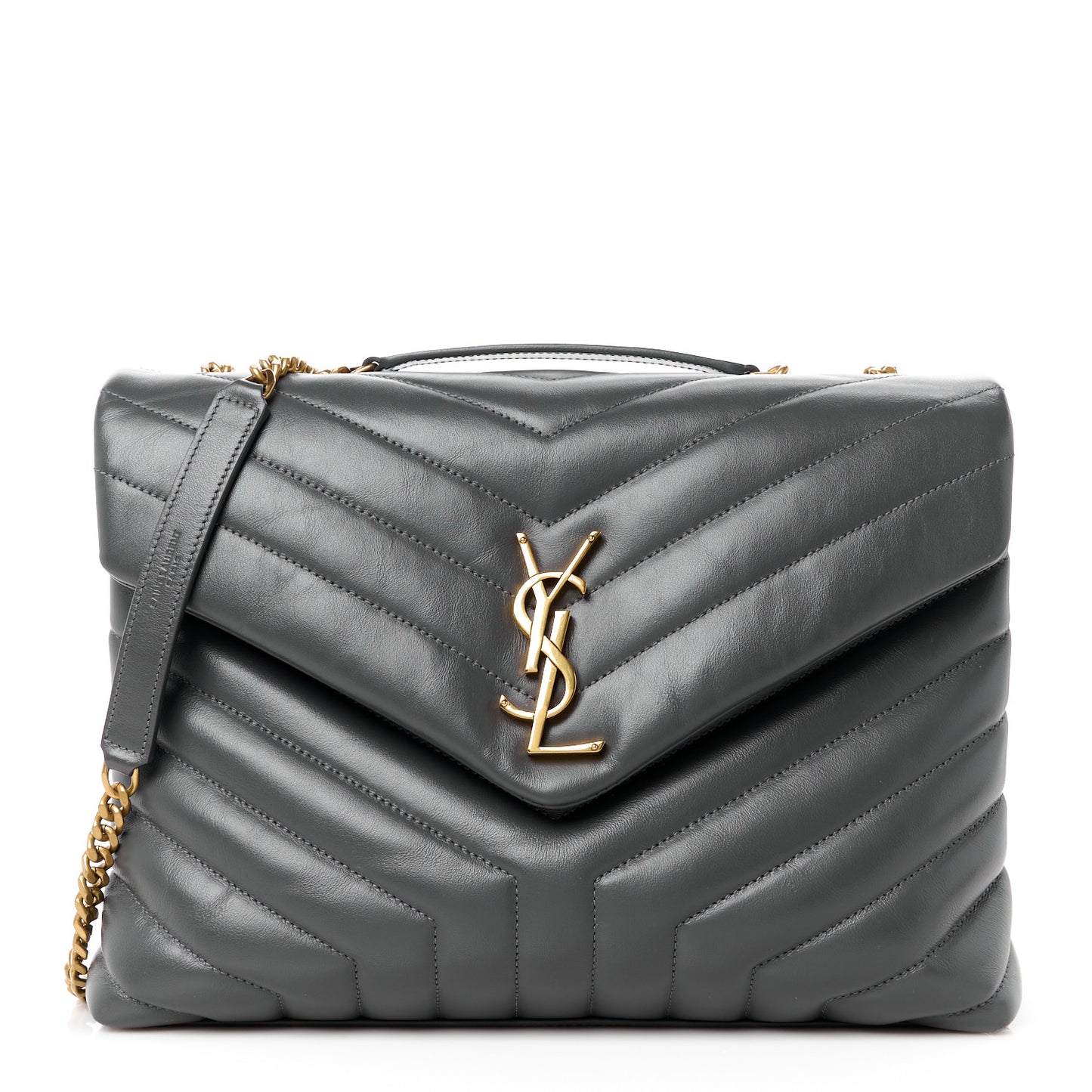 Calfskin Y Quilted Monogram Medium Loulou Chain Satchel Storm