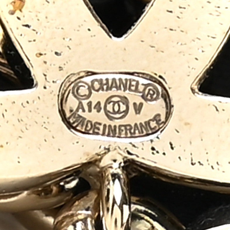 Lambskin Enamel CC Chain Belt Black Gold