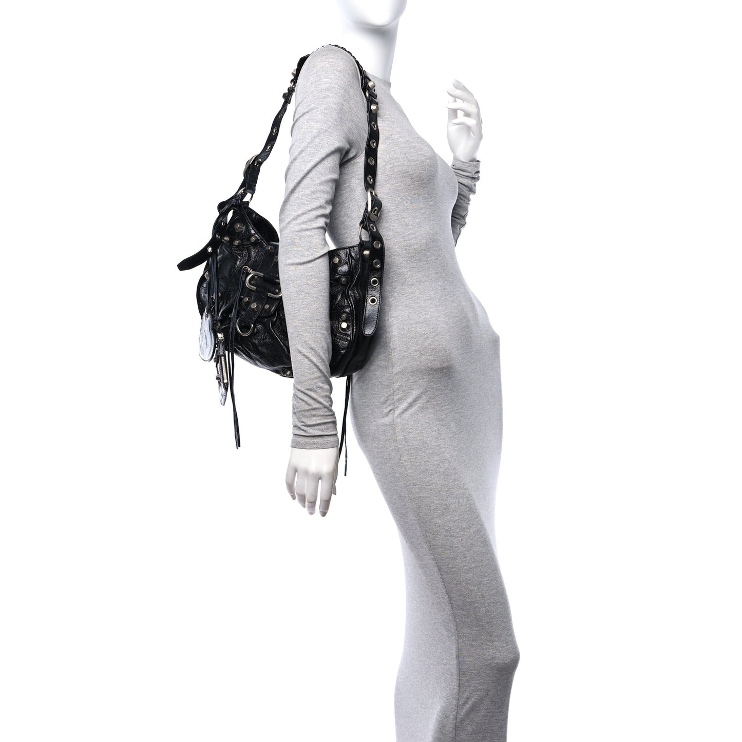 Agneau Arena Medium Le Cagole Shoulder Bag Black