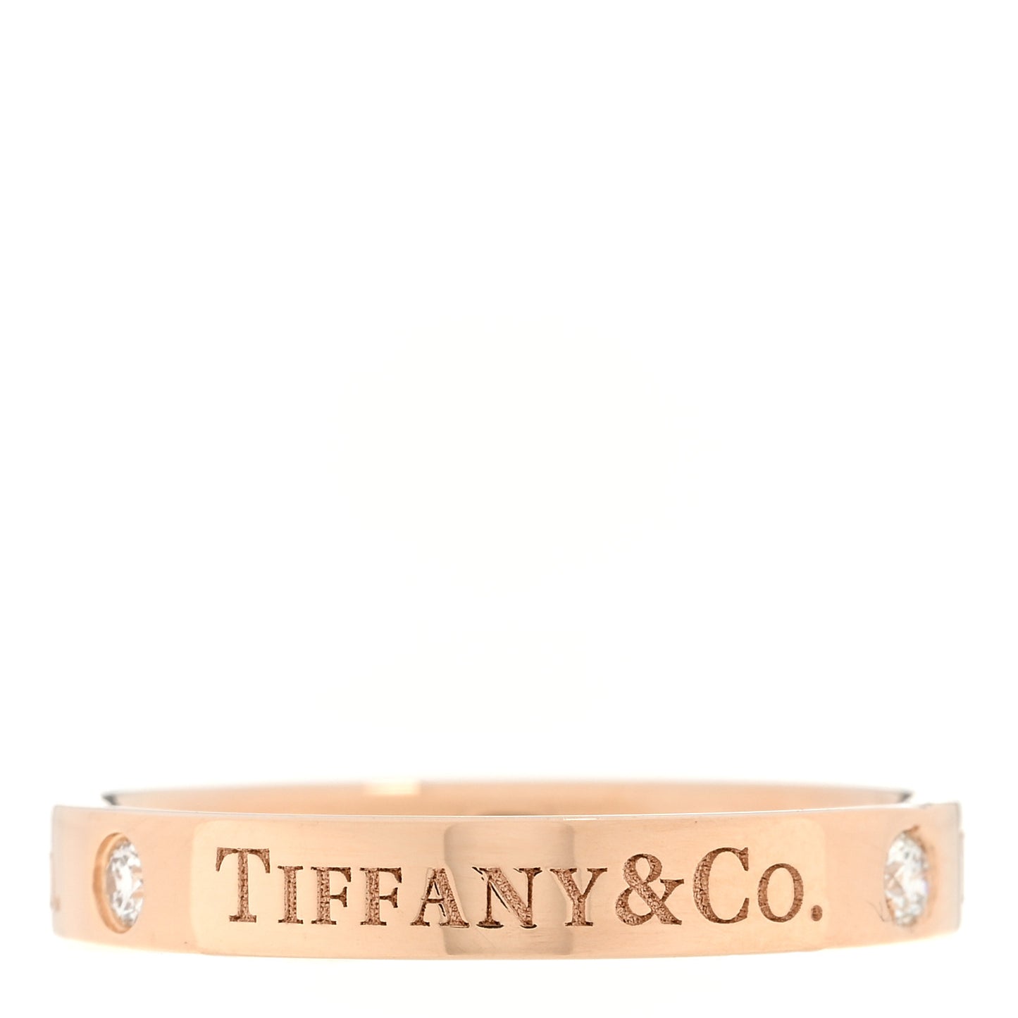 18K Rose Gold Diamond 3mm Logo Band Ring 51 5.75