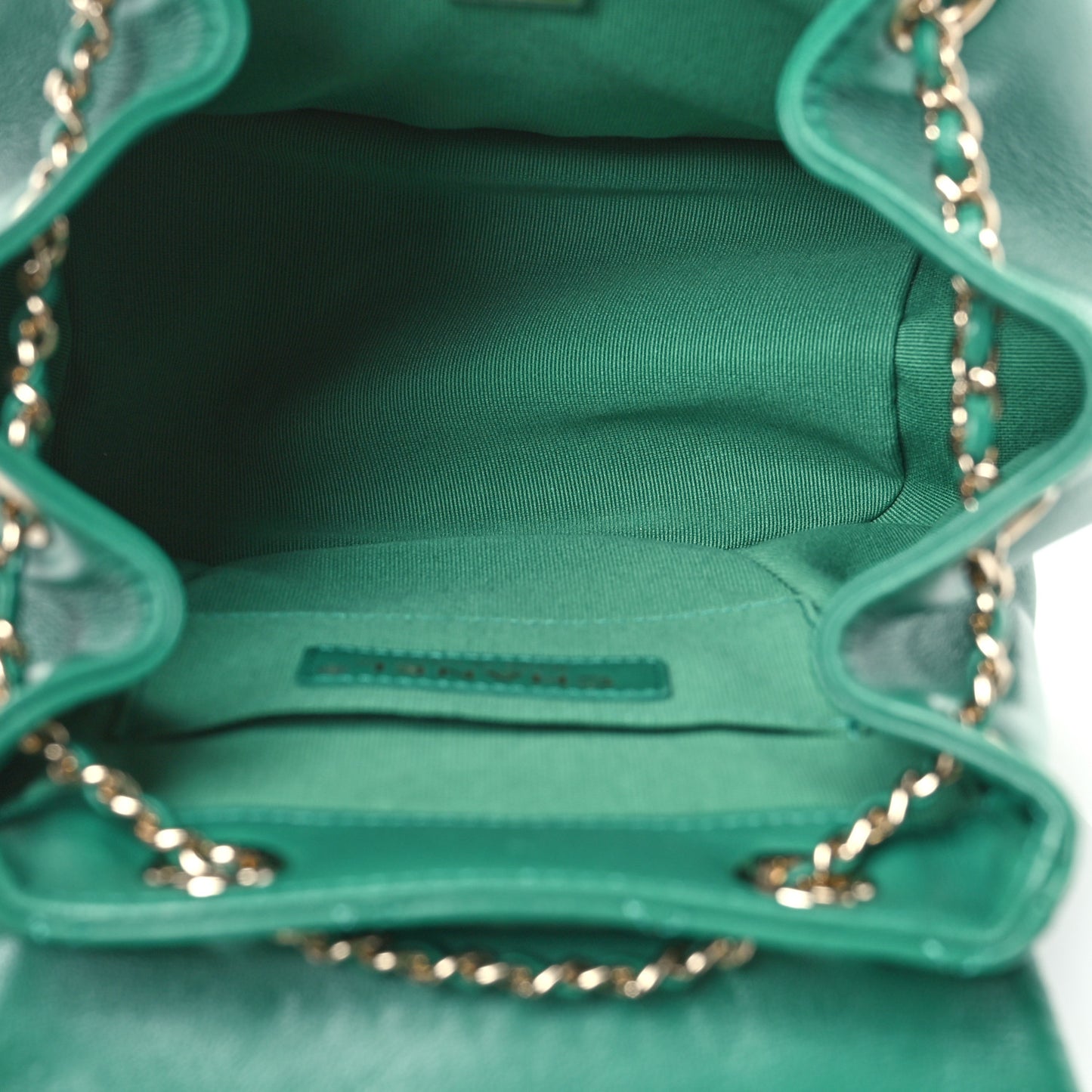 Lambskin Quilted Small Duma Drawstring Backpack Green