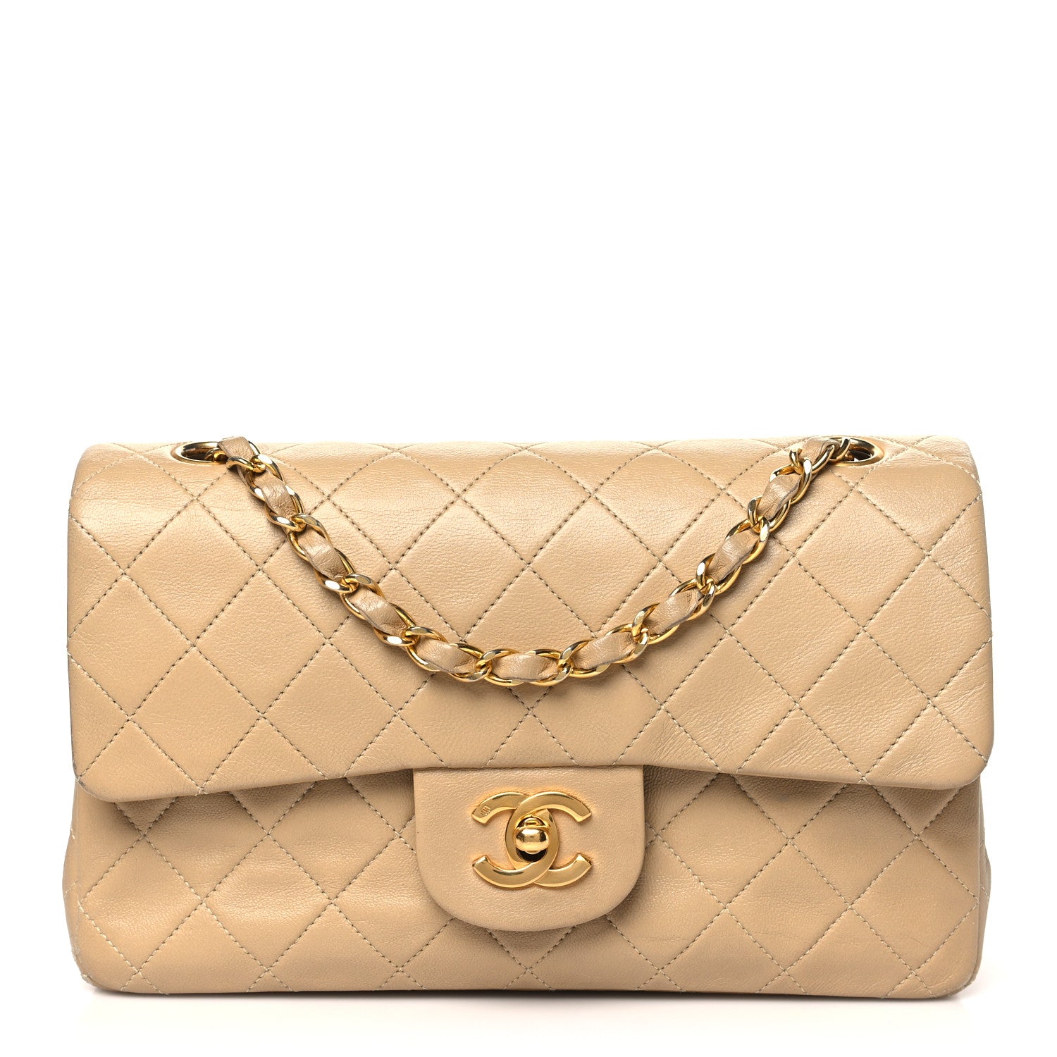 Chanel Lambskin Quilted Small Double Flap Beige 1 of 14