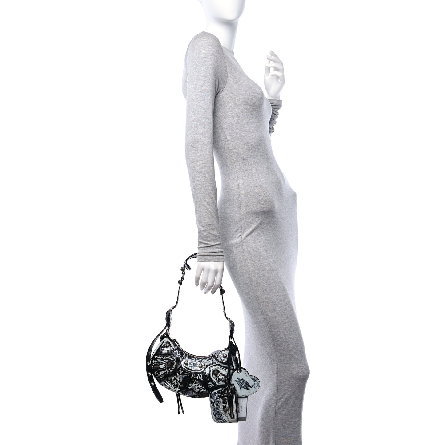 Agneau Arena Graffiti Le Cagole Shoulder Bag XS Black