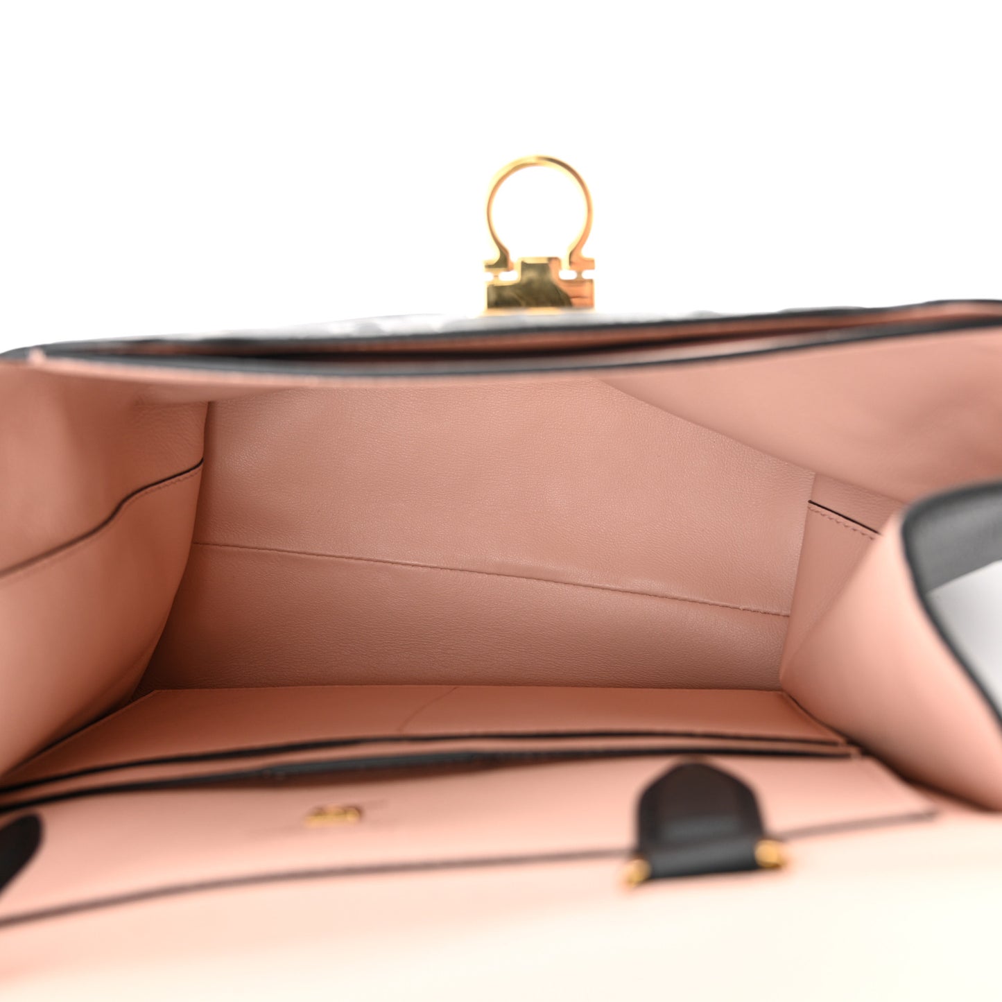 Calfskin Gancini Embossed Trifolio Top Handle Bag Black