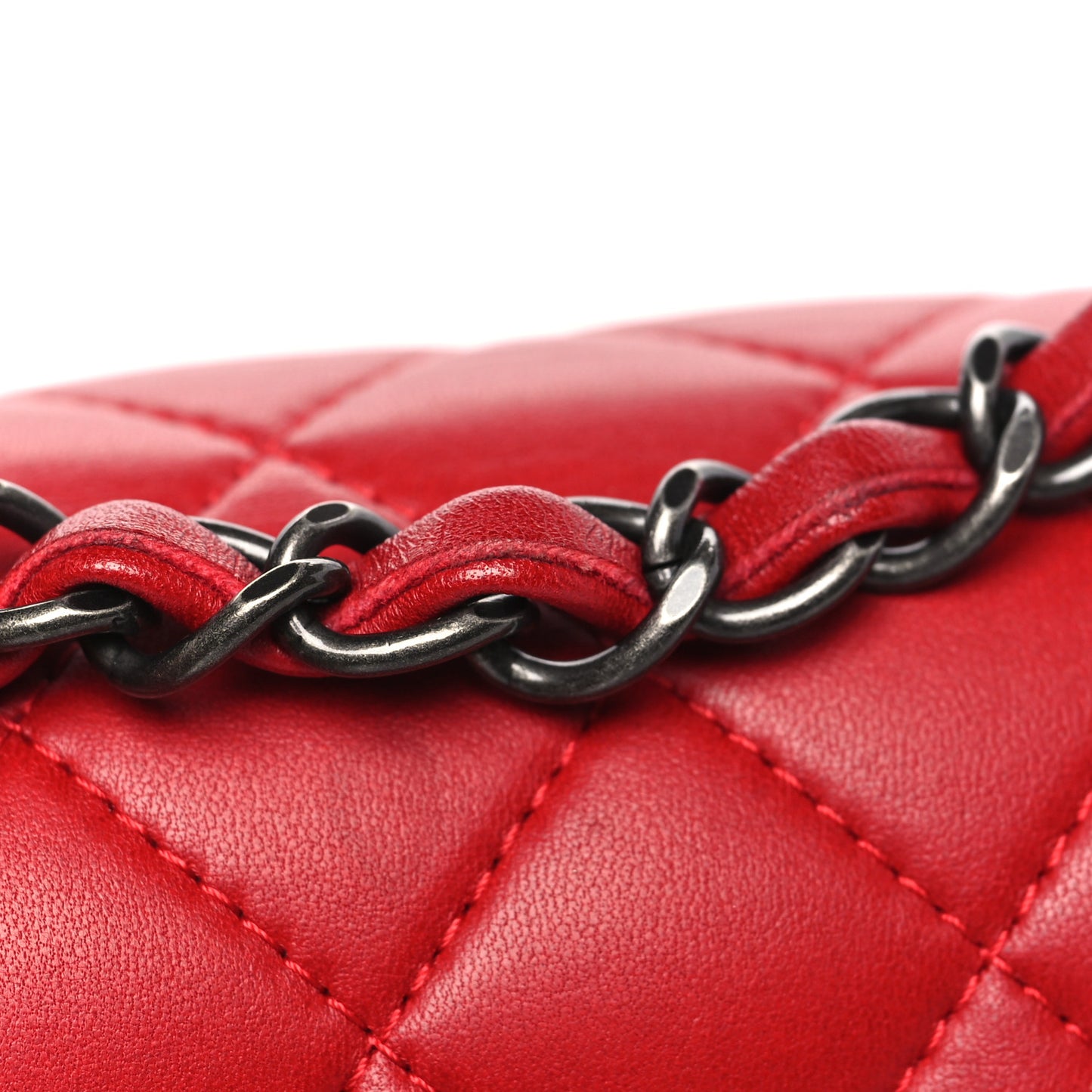 Lambskin Quilted Mini Square Flap Red