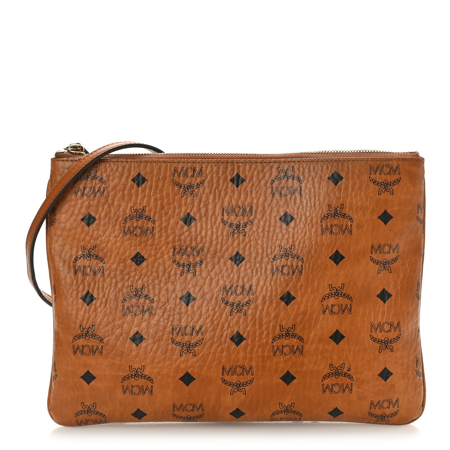 MCM Visetos Medium Crossbody Pouch Cognac 1 of 13