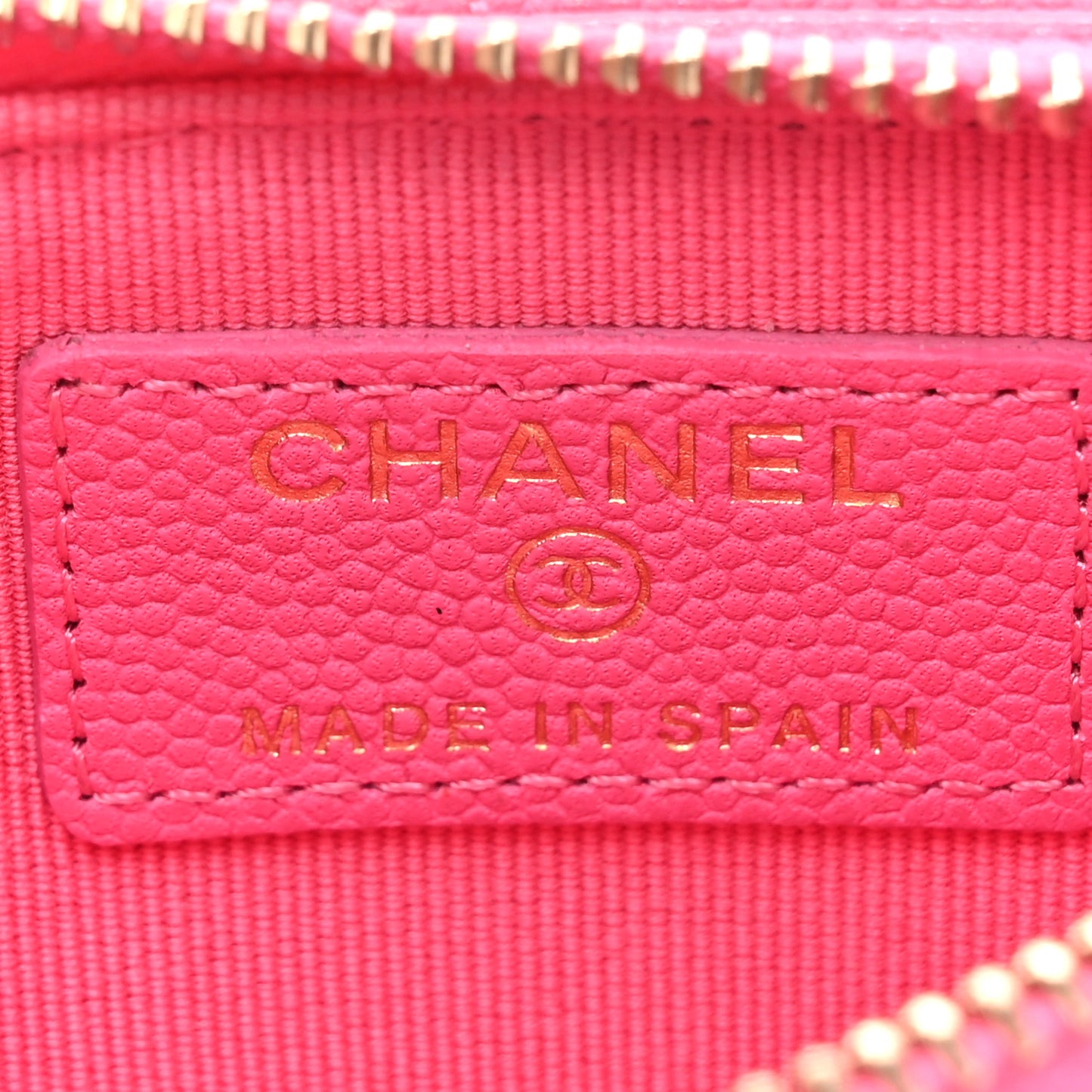 Caviar Quilted Flap Zip Card Holder Dark Pink