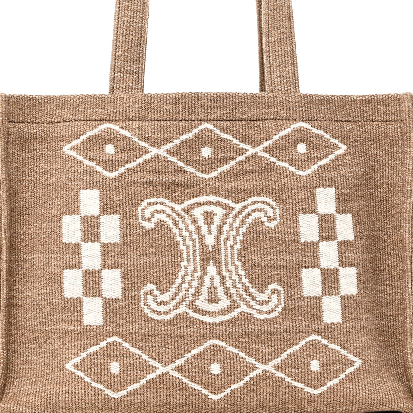 Canvas Calfskin Large Cabas Thais Natural White