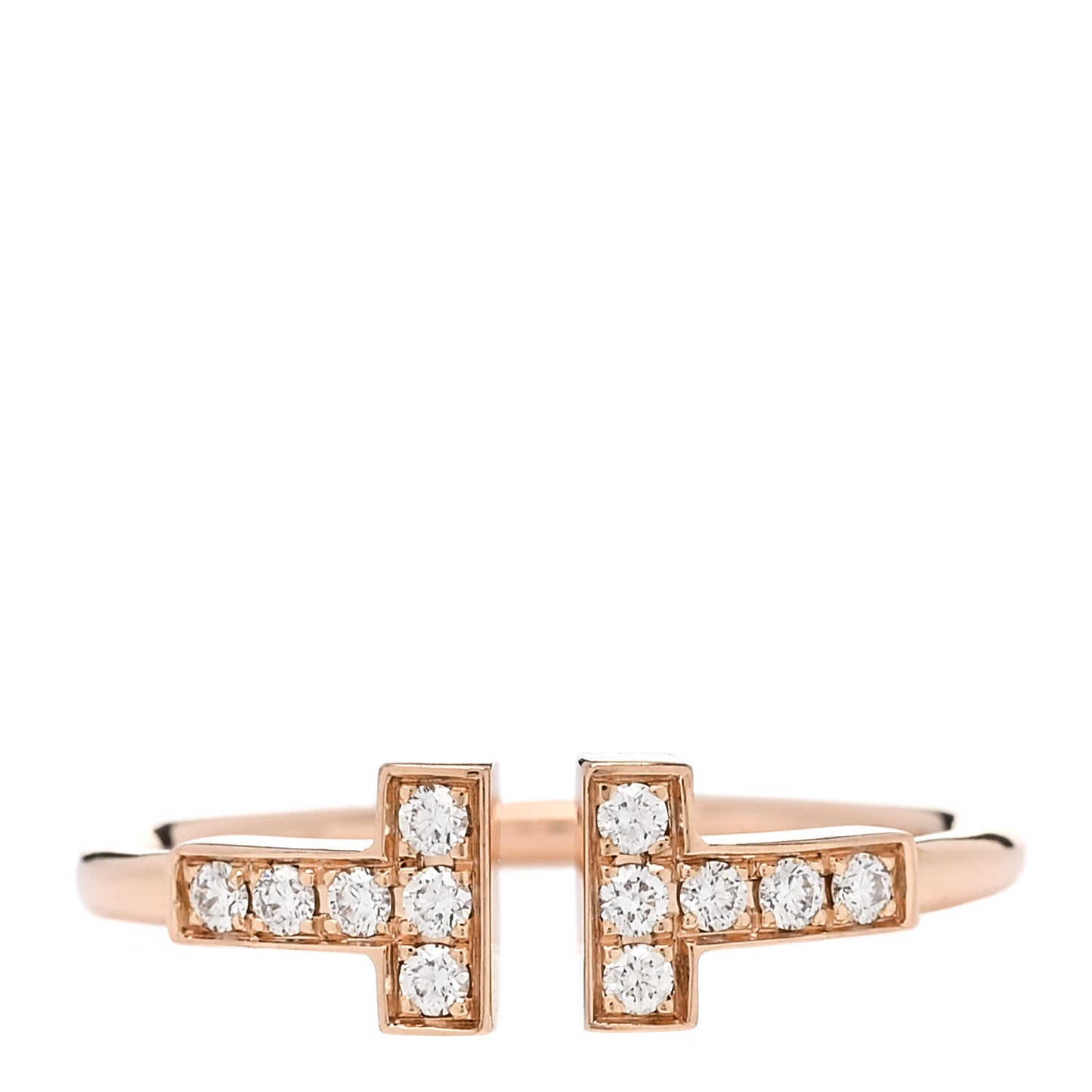 18K Rose Gold Diamond T Wire Ring 54 7