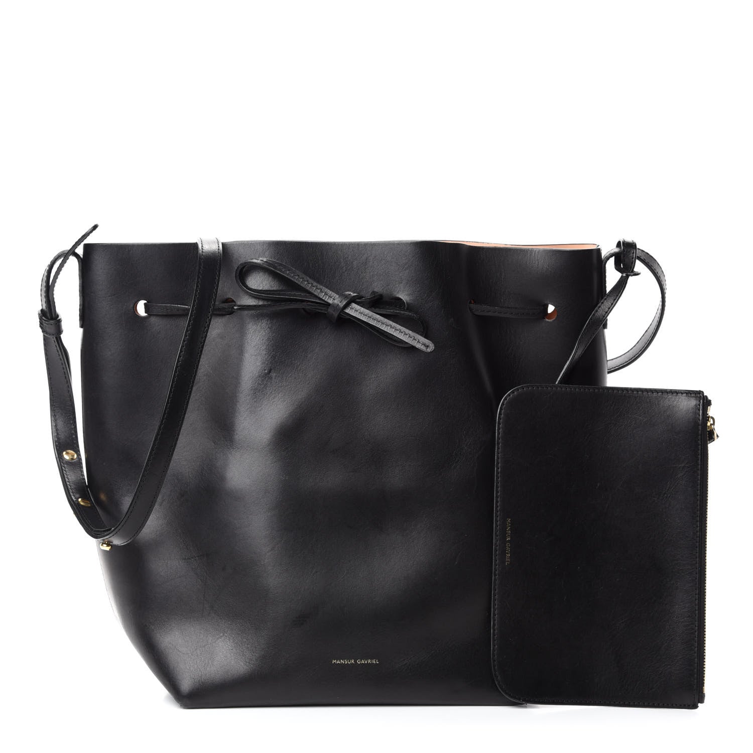 Mansur Gavriel Vegetable Tanned Calfskin Bucket Bag Black Ballerina 1 of 10
