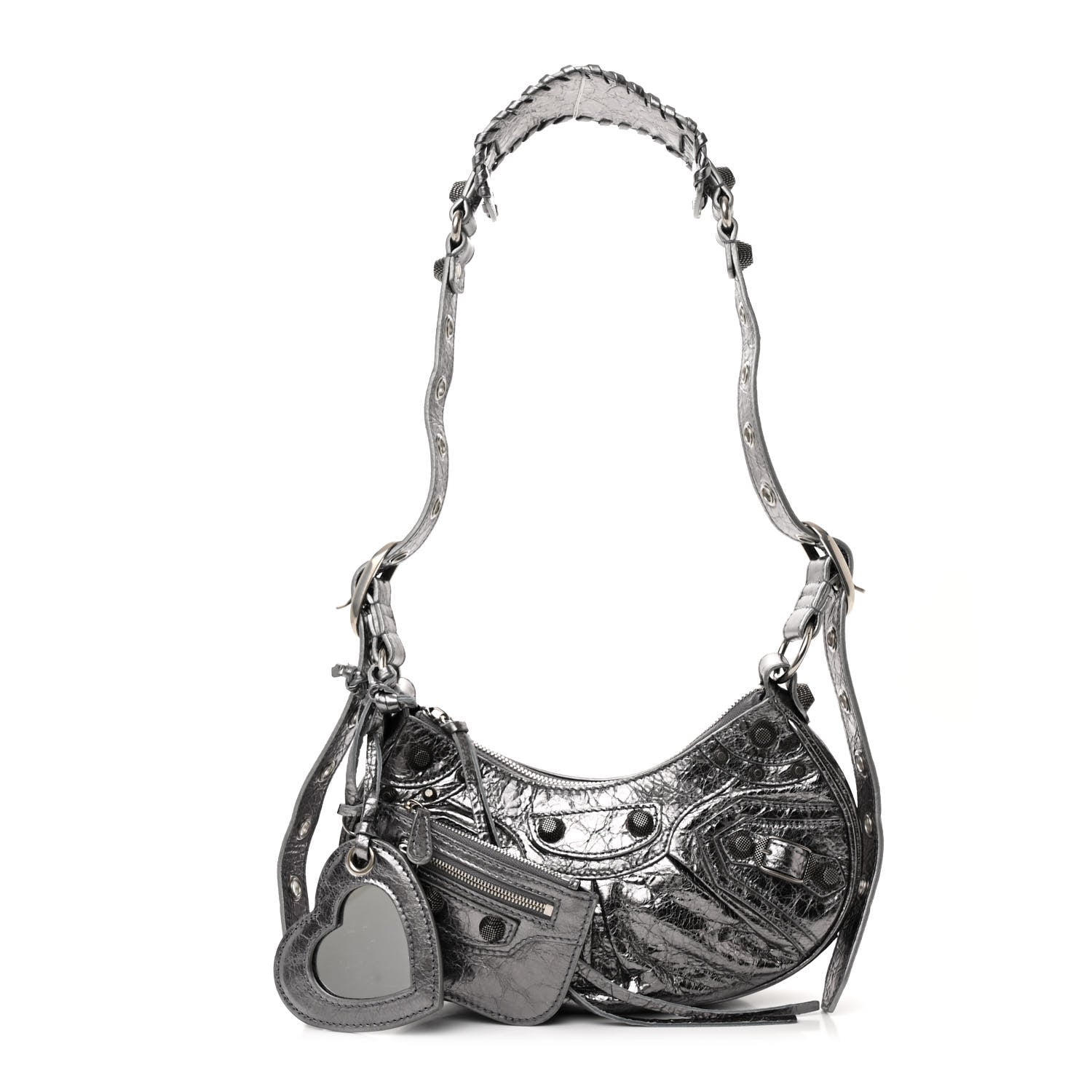 Balenciaga Metallic Agneau Arena Le Cagole Shoulder Bag XS Silver 3 of 12