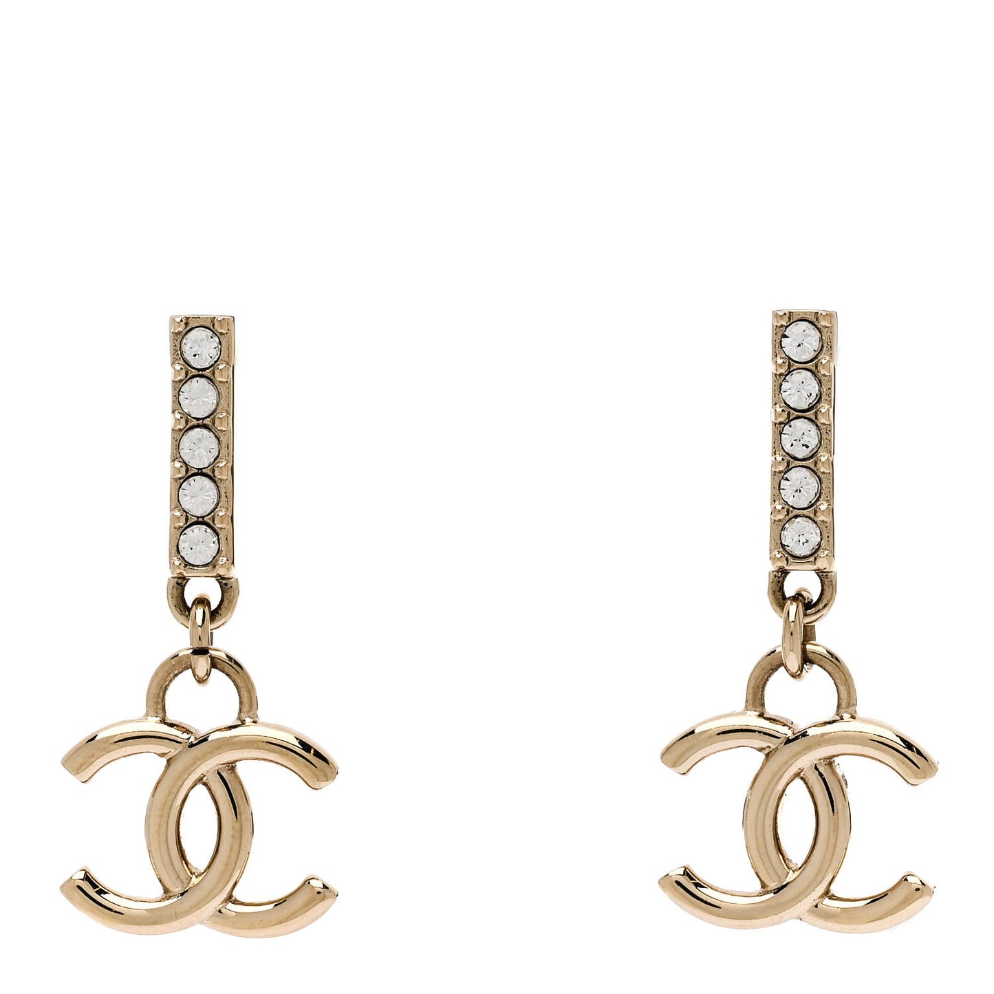 Crystal CC Drop Earrings Gold