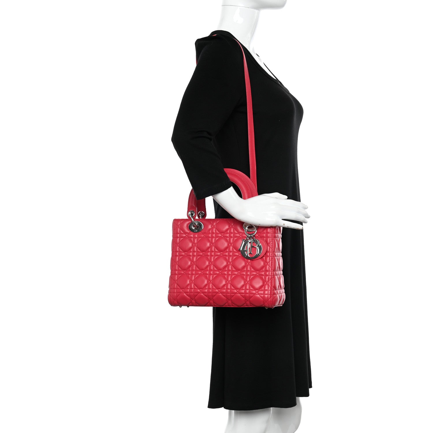 Christian Dior Lambskin Cannage Medium Lady Dior Pink 2 of 10