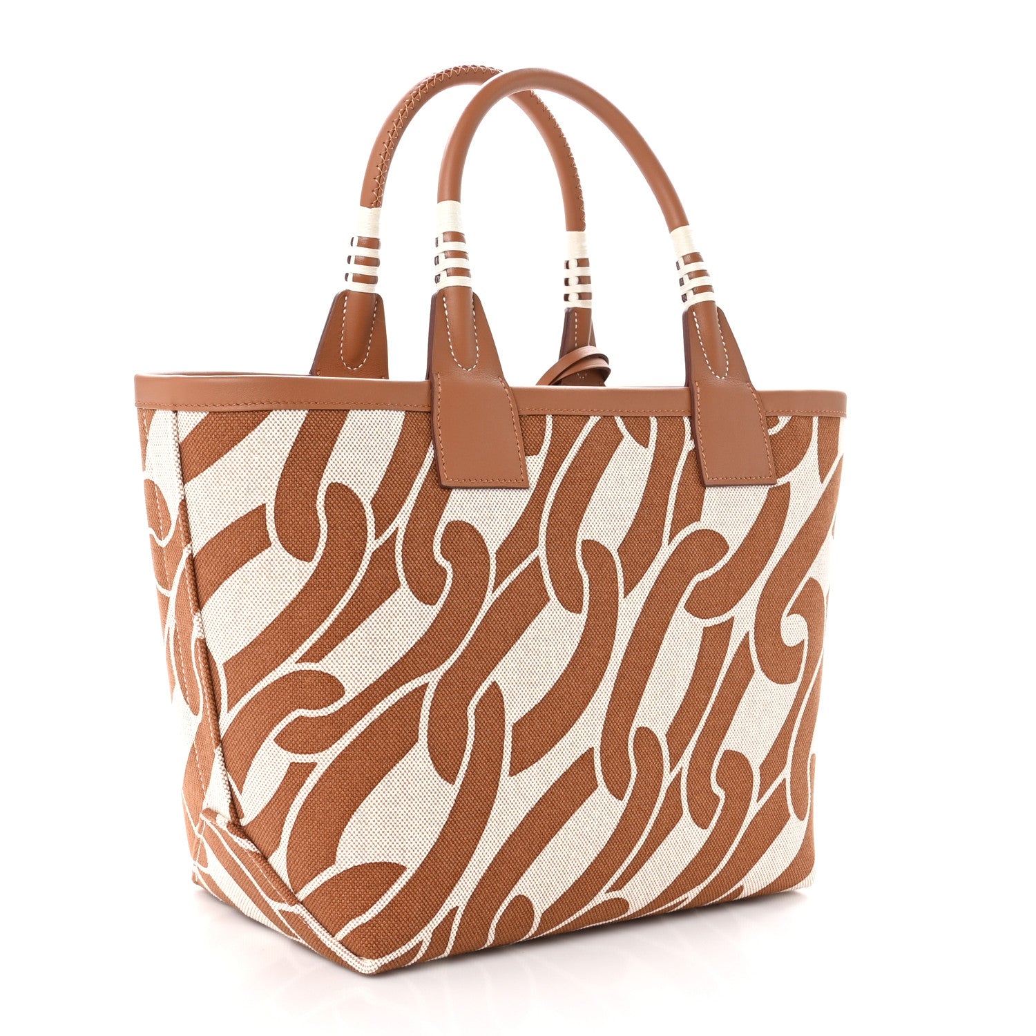 Hermes H Plume Canvas Swift Printed Maillons & Co Steeple 25 Bag Fauve Ecru Beige Gold 3 of 12