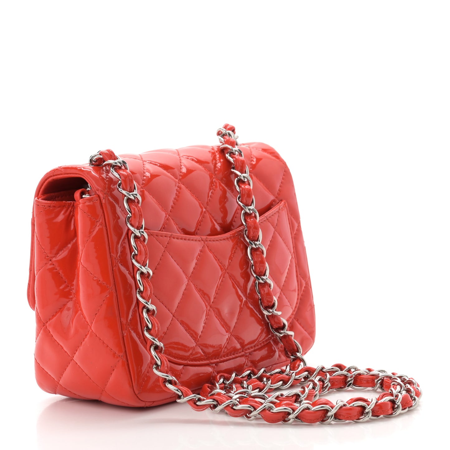Patent Quilted Mini Square Flap Red