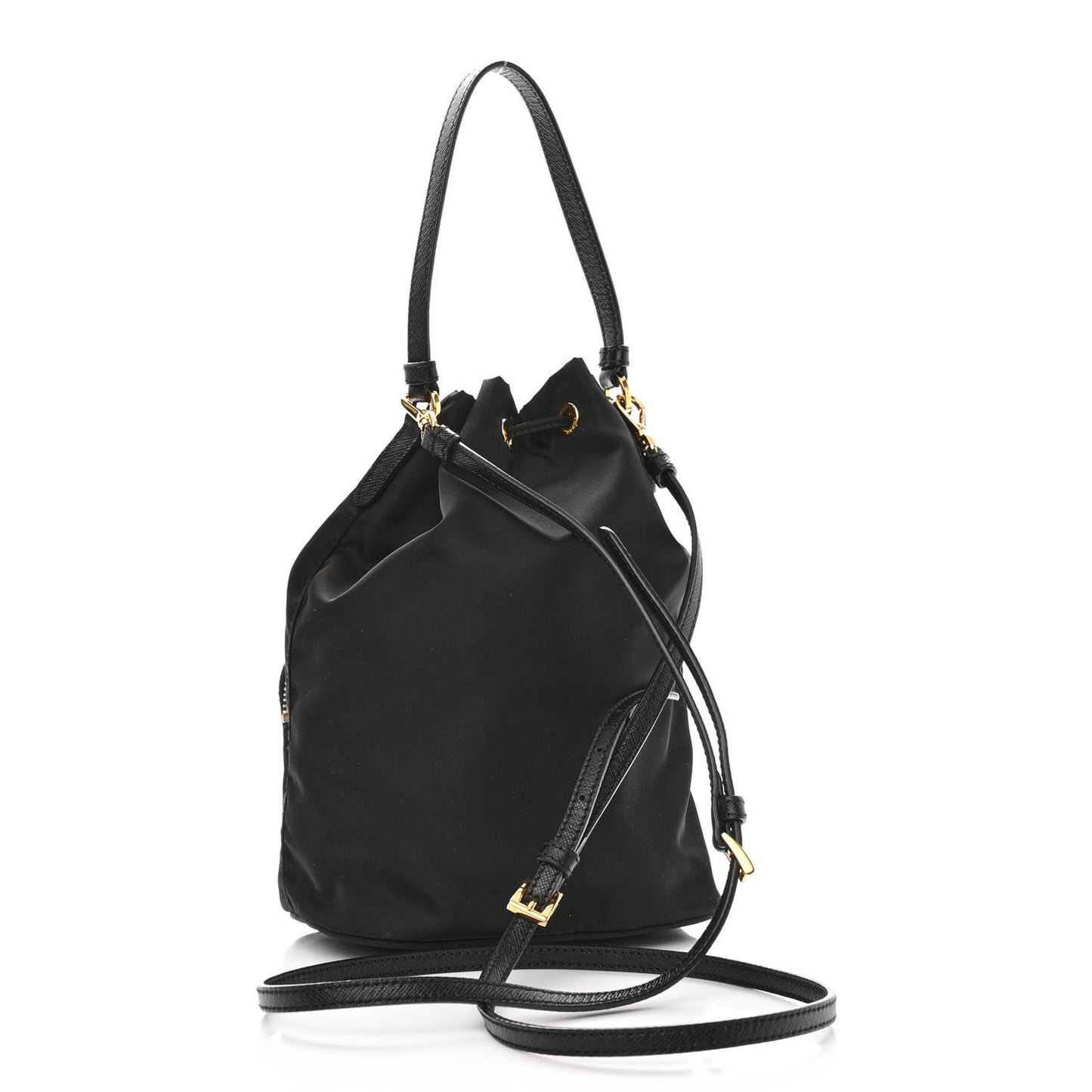 Saffiano Tessuto Nylon Mini Bucket Crossbody Bag Black